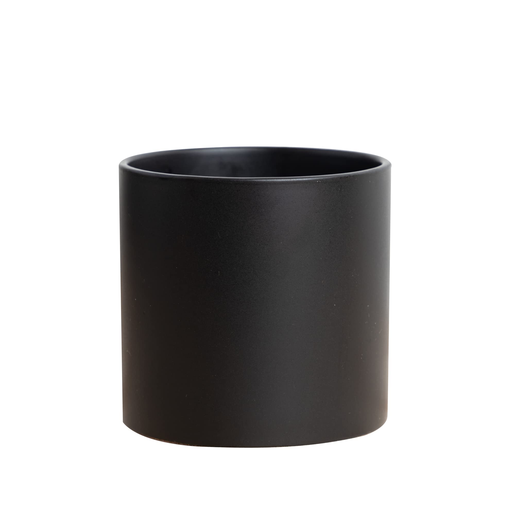 4 Inch Cylinder Ceramic Planter Pot for Indoor Plants - Modern Decorative Garden Flower Pot with Drainage Hole & Flat Black Bottom - Perfect for Succulents, Herbs, and Home Office Decor