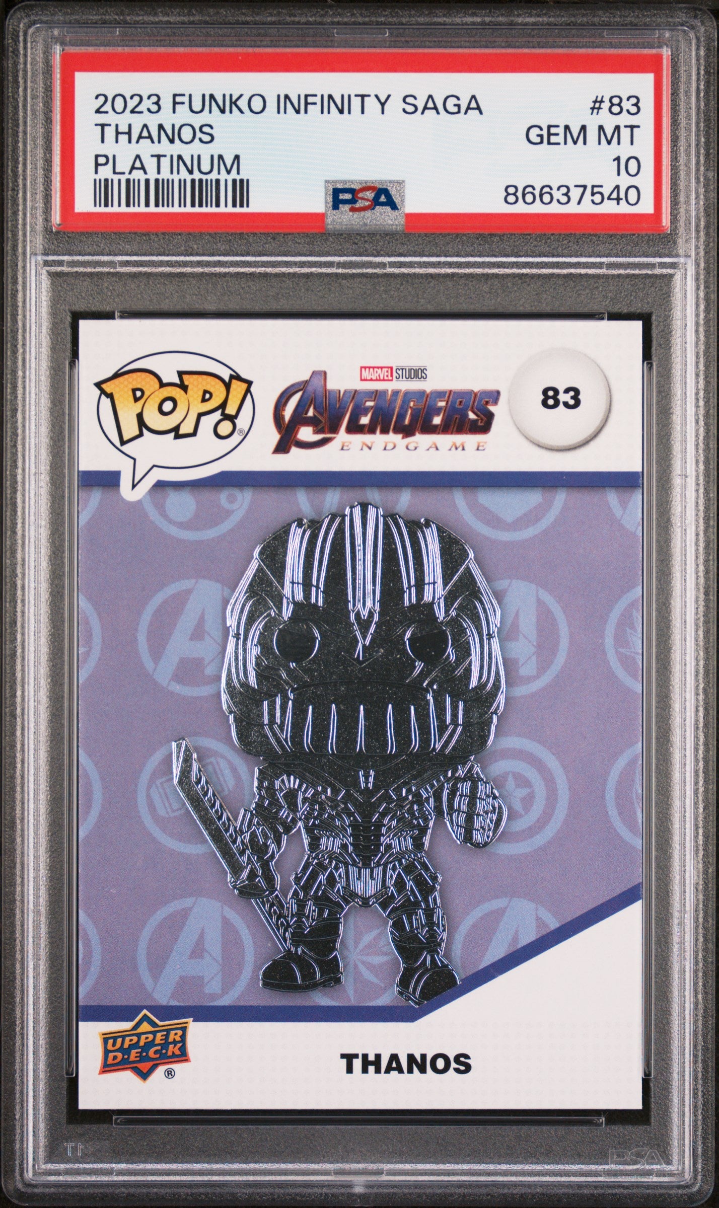 2023 Upper Deck Funko Pop Marvel Thanos Platinum #83 PSA 10 Graded Collectible - Perfect for Marvel Fans, Comic Book Collectors & Pop Culture Enthusiasts