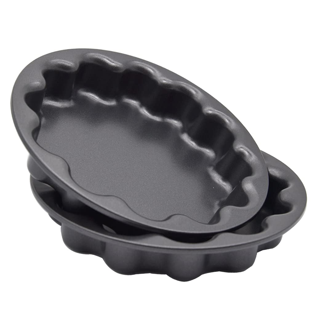 **Hoshen 5.6-Inch Petal-Shaped Carbon Steel Baking Pan Set, Non-Stick Cake Mold for Bread, Muffins & Pastries – FDA Approved, 2-Piece Black Bakeware – Perfect for Home Baking & Party Desserts**