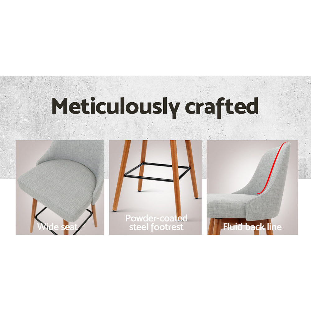 2 Pack Swivel Bar Stools with Wooden Seat in Grey - Perfect for Kitchen Island, Breakfast Nook & Home Bar Decor
