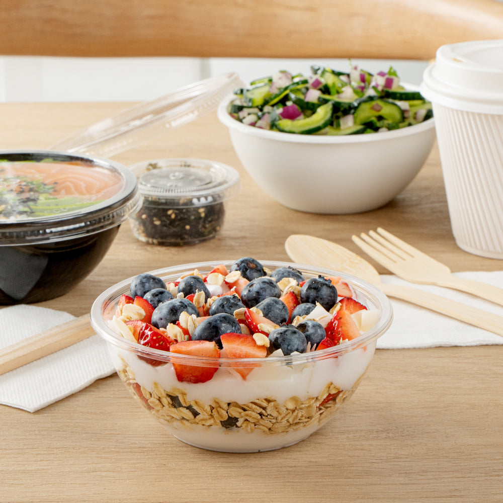 7 oz Round Clear Plastic Salad Bowls - 5