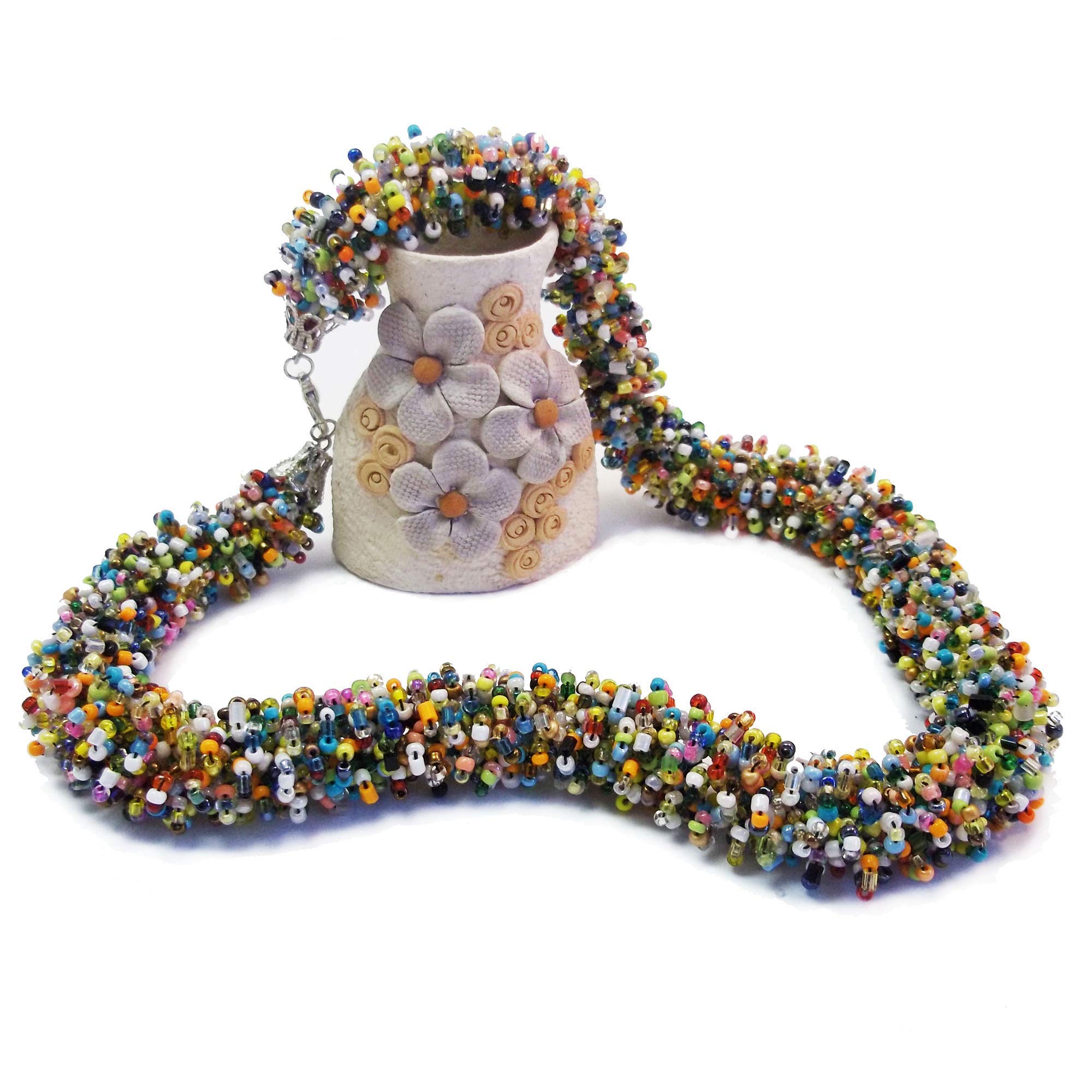 Vibrant African Beaded Statement Necklace - Handmade Colorful Rope Jewelry for Women, Unique Gift for Grandma - Perfect for Summer Outfits, Weddings & Cultural Events