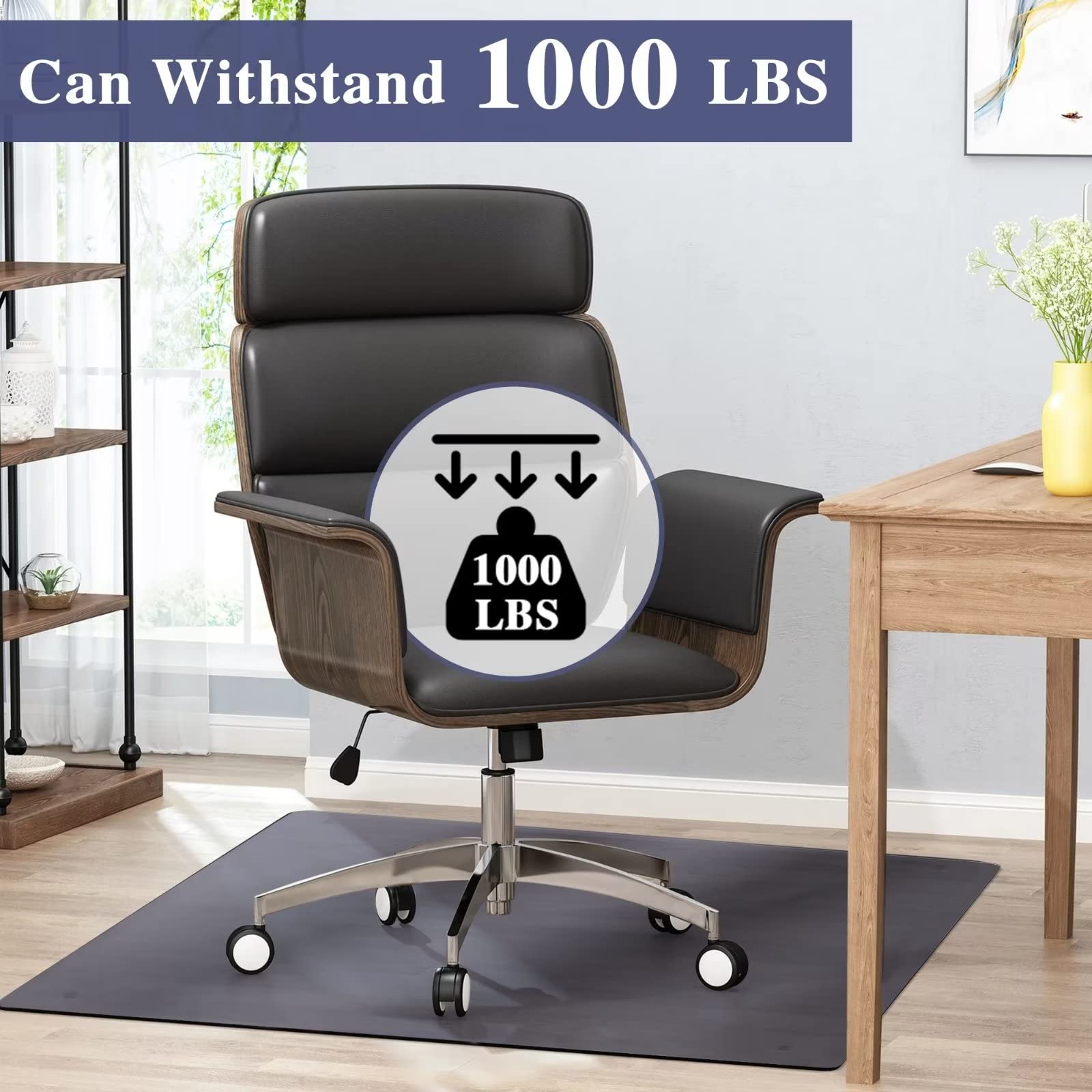 Tempered Glass Chair Mat for Carpet & Hardwood Floors - 42