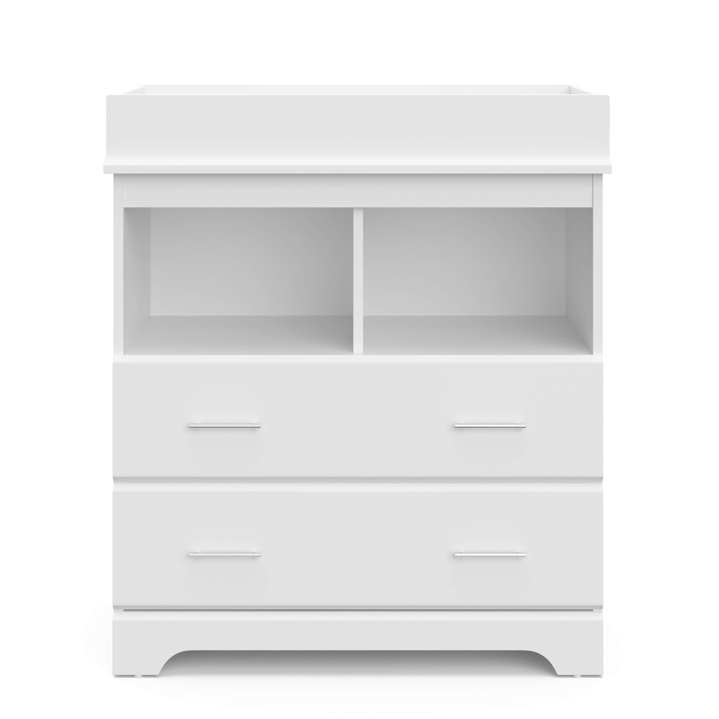 Storkcraft Brookside 2-Drawer Changing Table Dresser in White - GREENGUARD Gold Certified Baby Nursery Dresser with Changing Topper | Sturdy Baby Changing Station & Storage Solution for Nursery, Kids Bedroom & Daycare Use