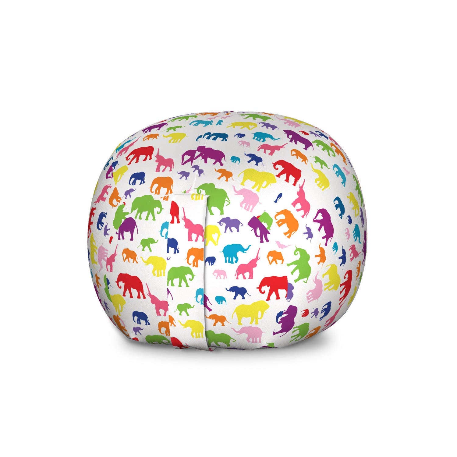 Ambesonne Large Washable Animal Storage Toy Bag Chair - Savannah Wildlife Theme with Lively Color Silhouettes - Zoo Print Stuffed Animal Organizer for Kids' Room, Playroom & Nursery Decor