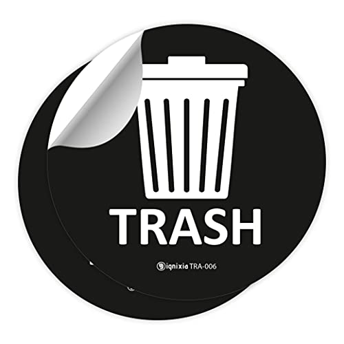 IGNIXIA 6x6 Inches Large Recycle Stickers for Trash Cans (Pack of 2) - Waterproof, UV Protected Trash Only Decals for Indoor & Outdoor Recycling Bins - Perfect for Home, Office, School & Public Spaces (Black)