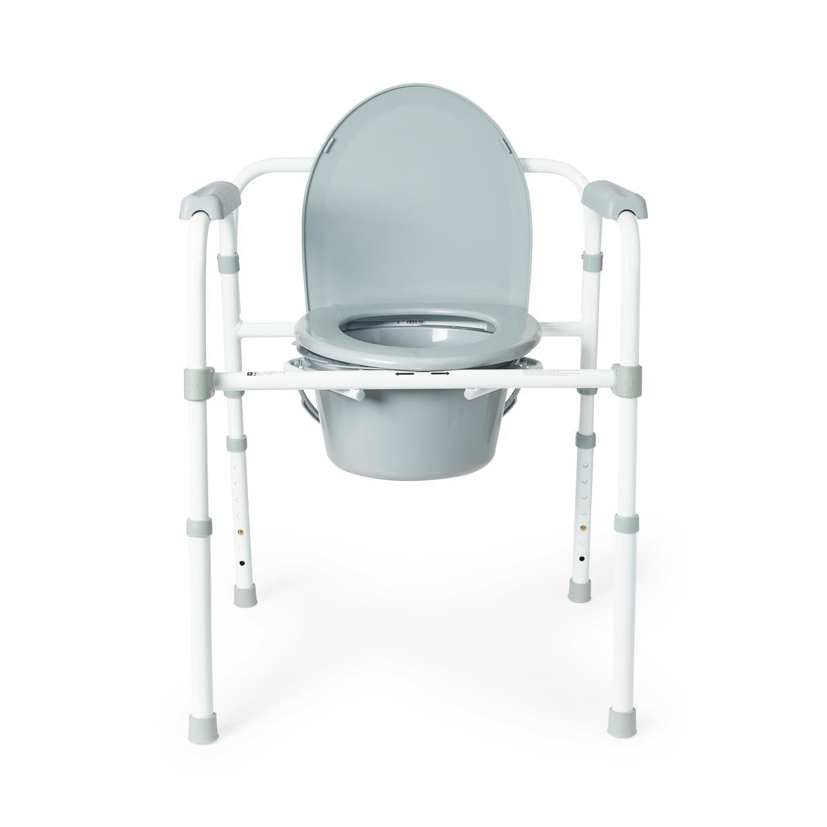 3-in-1 Folding Steel Commode Chair - Portable Toilet Seat with Adjustable Height for Elderly & Disabled - Home Care, Hospital & Travel Use