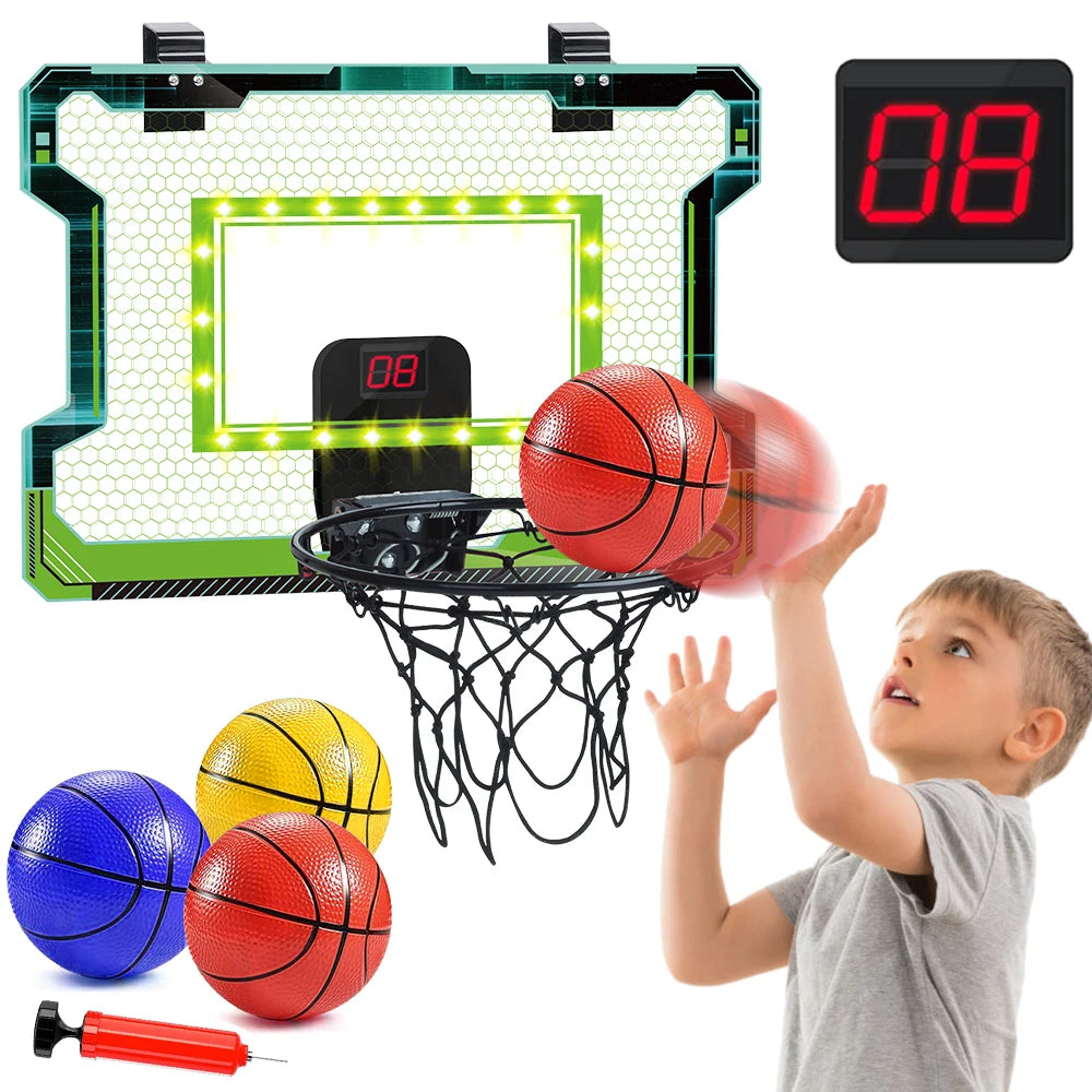 VATOS Mini Basketball Hoop Set with Electronic Scoreboard - Auto Sound & Light Effects for Kids, Teens & Adults - Perfect for Indoor Games, Birthday Parties & Family Fun Activities