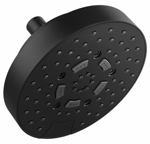 Brizo 87492 BL 1.5 GPM 7-Round H2OKinetic 5-Function Shower Head in Matte Black - High Pressure Rain Shower for Luxurious Bathroom Experience