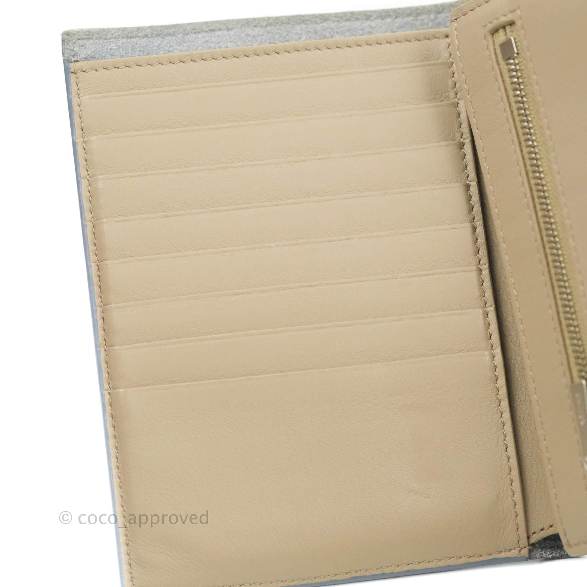 Celine Medium Wallet in Grained Leather - Blue/Taupe Strap | Luxury Women's Wallet for Everyday Use & Travel