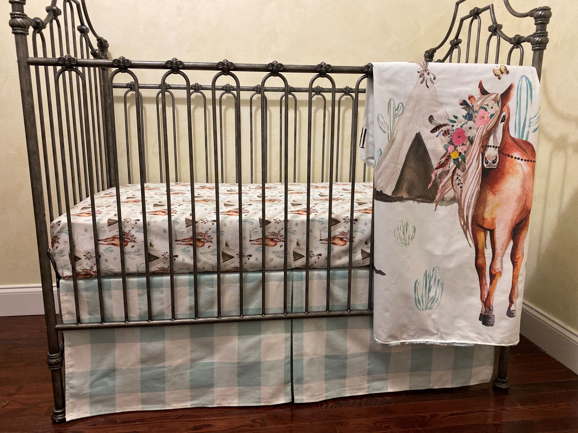 Floral Horse Crib Bedding Set for Baby Girls - Western Theme Nursery Bedding with Matching Accessories - Perfect for Newborns, Infants & Toddlers - Ideal for Nursery Decor, Baby Showers & Gender Reveals