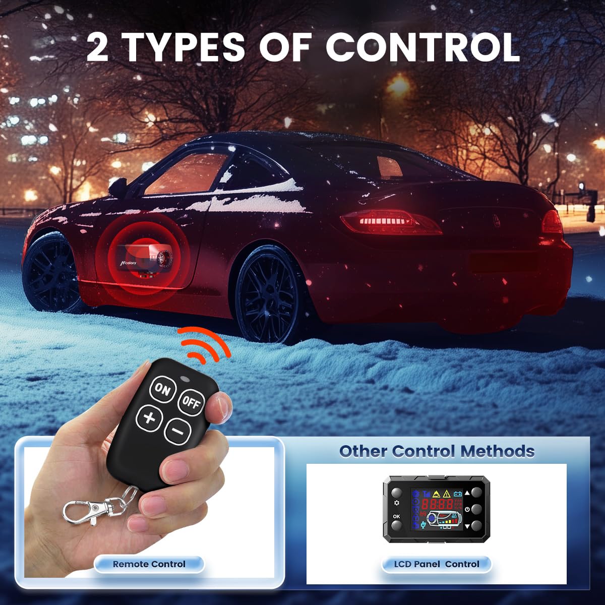 HCALORY 8KW Diesel Heater with Remote Control & LCD Display - 12V Portable Diesel Air Heater for Cars, Trucks, Garages, Boats, RVs & Trailers | Automatic Temperature Adjustment & 10L Fuel Tank | Perfect for Winter Camping, Road Trips & Off-Grid Heating