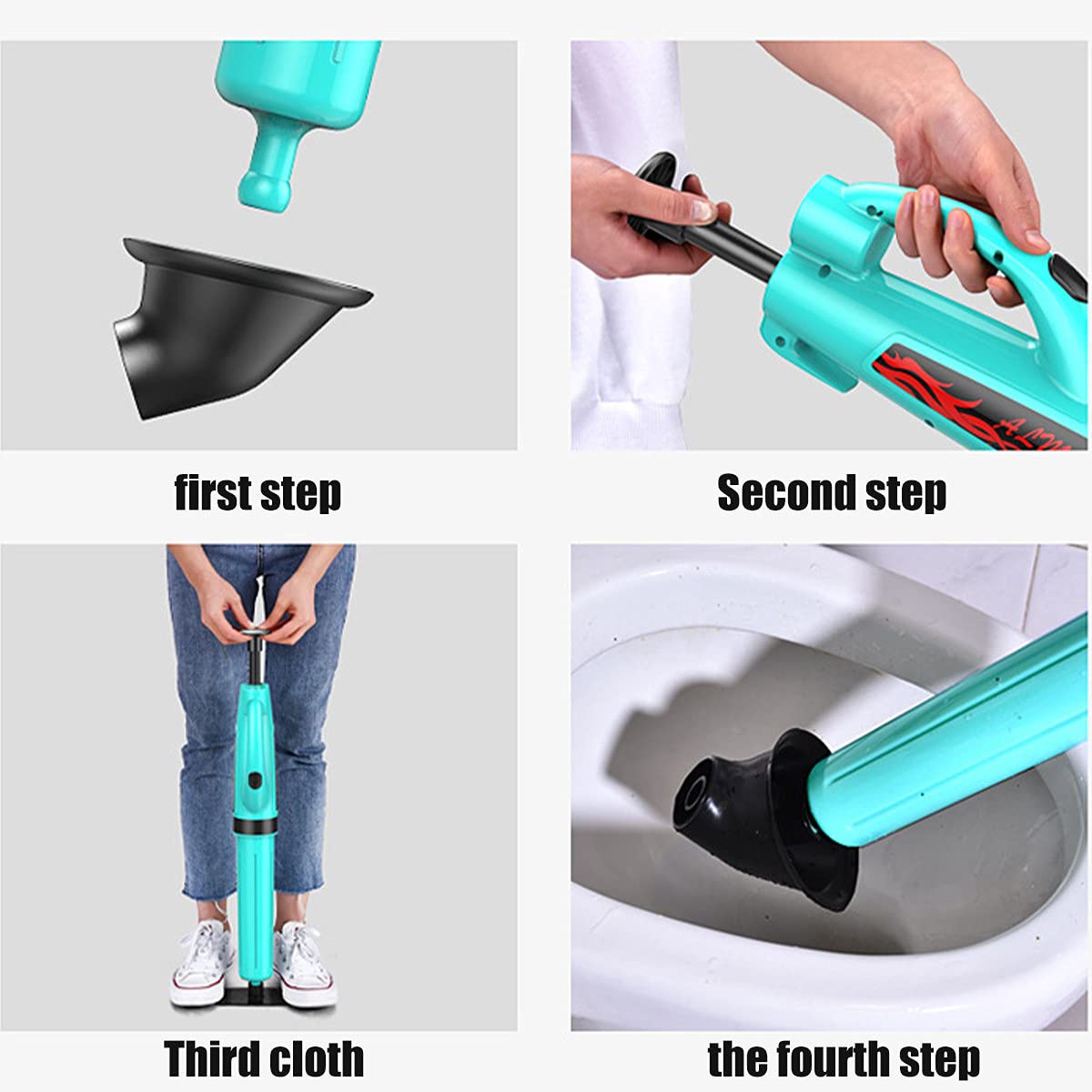 Electric Toilet Plunger Kit, High Pressure Drain Clog Remover Gun, Bathroom Sink Pipe Unclogging Tool - Perfect for Toilet, Floor Drain, Sink & Pipe Blockages (Great for Home, Hotel & Commercial Use)