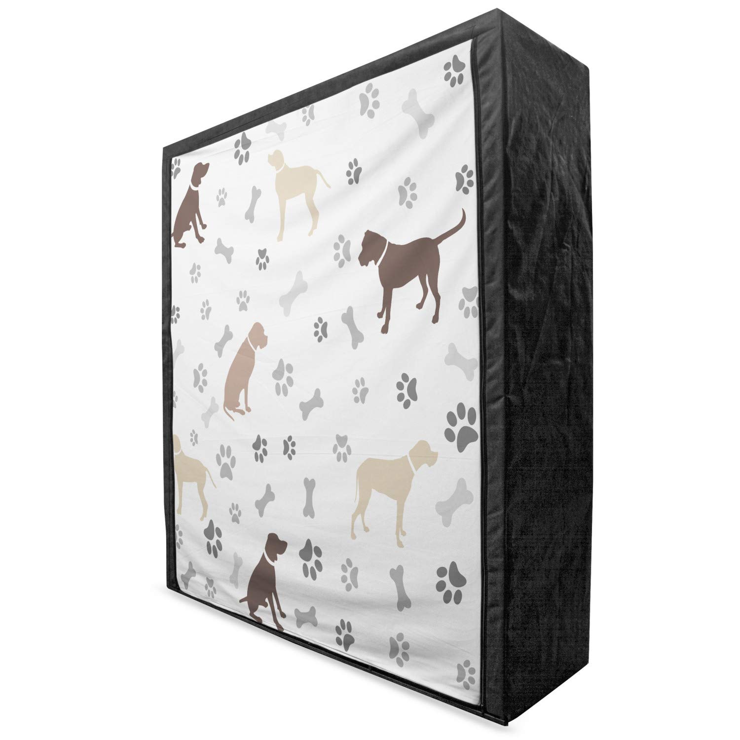 Ambesonne Dog Lover Portable Fabric Wardrobe - Paw Print & Dog Silhouette Design, 59