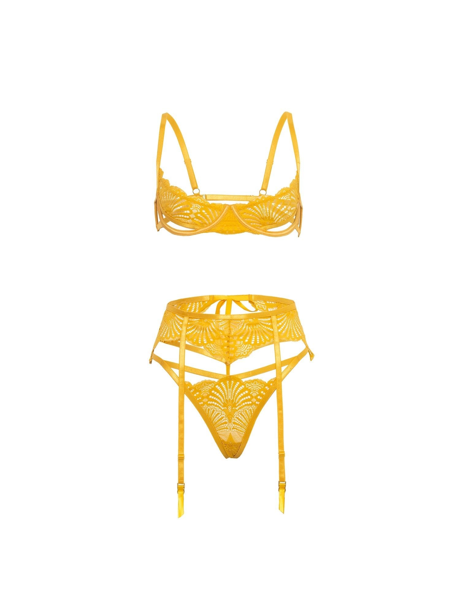 Hazel Peek A Boo 3-Piece Lace Bra Set - Sexy Lingerie for Women, Comfortable Underwear for Everyday Wear, Perfect for Date Night & Special Occasions