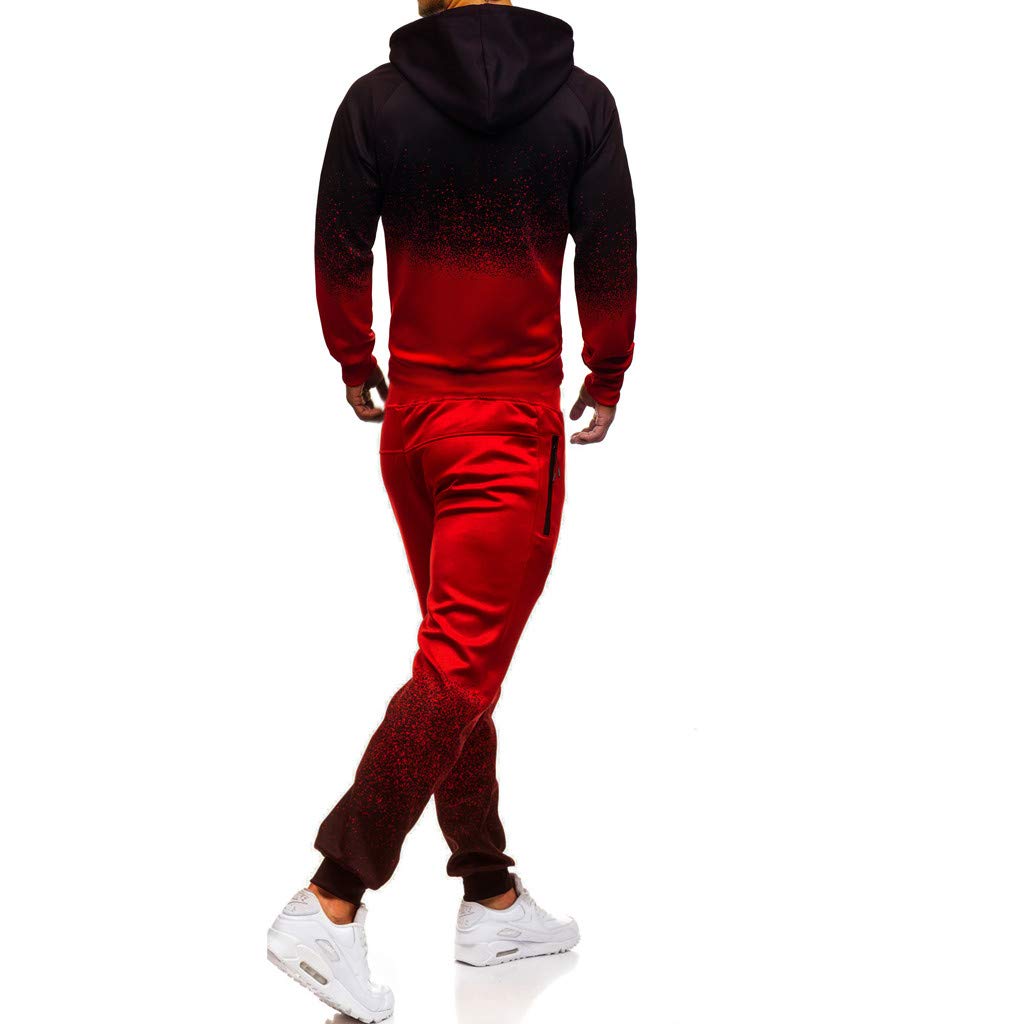 Men's Hooded Tracksuit Set - Packwork Print Sweatshirt & Pants for Gym & Casual Wear