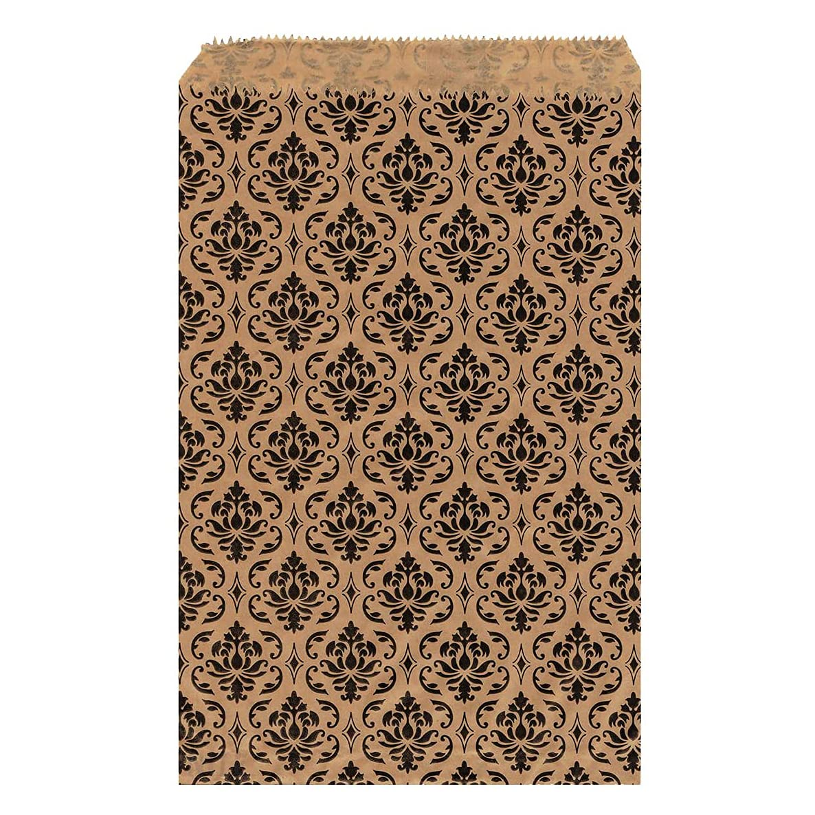 MOOCA 200 Pcs Brown & Black Damask Gift Bags Bulk (4x6 Inches) - Small Jewelry Bags, Candy Bags, Party Favor Bags, Wedding Treat Bags, Business Packaging | Perfect for Retail Stores, Birthday Parties, Baby Showers & Wedding Favors
