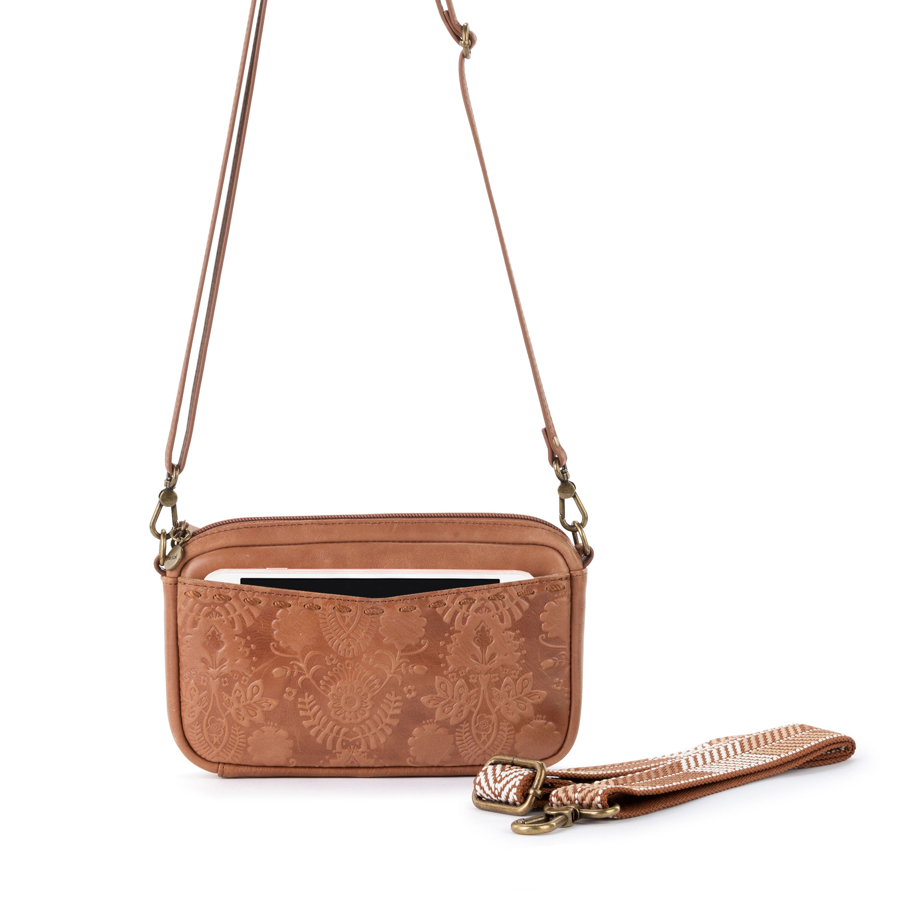 Leather - Tobacco Floral Embossed