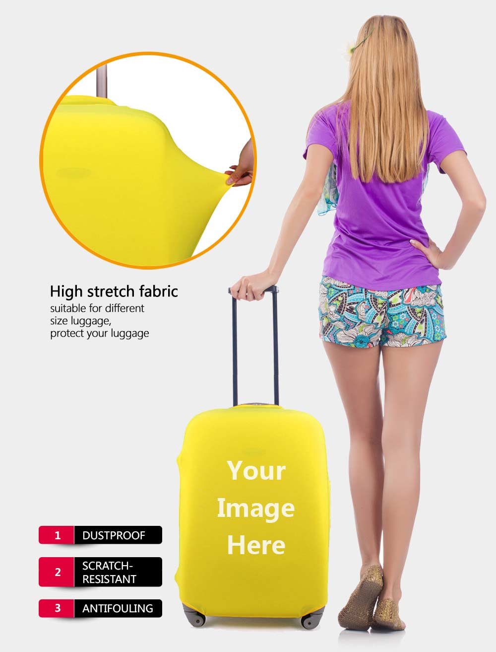 3D Printed Luggage Cover for 18-28 Inch Suitcases - Geometric Design Protective Baggage Case Cover | Travel Accessories for Vacation & Business Trips