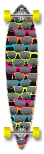 Yocaher Graphic Complete Pintail Longboard Skateboard - Black Widow Premium 80A Grip Tape, Aluminum Alloy Trucks, ABEC7 Bearings, 70mm Wheels - Perfect for Commuting, Cruising & Downhill Riding
