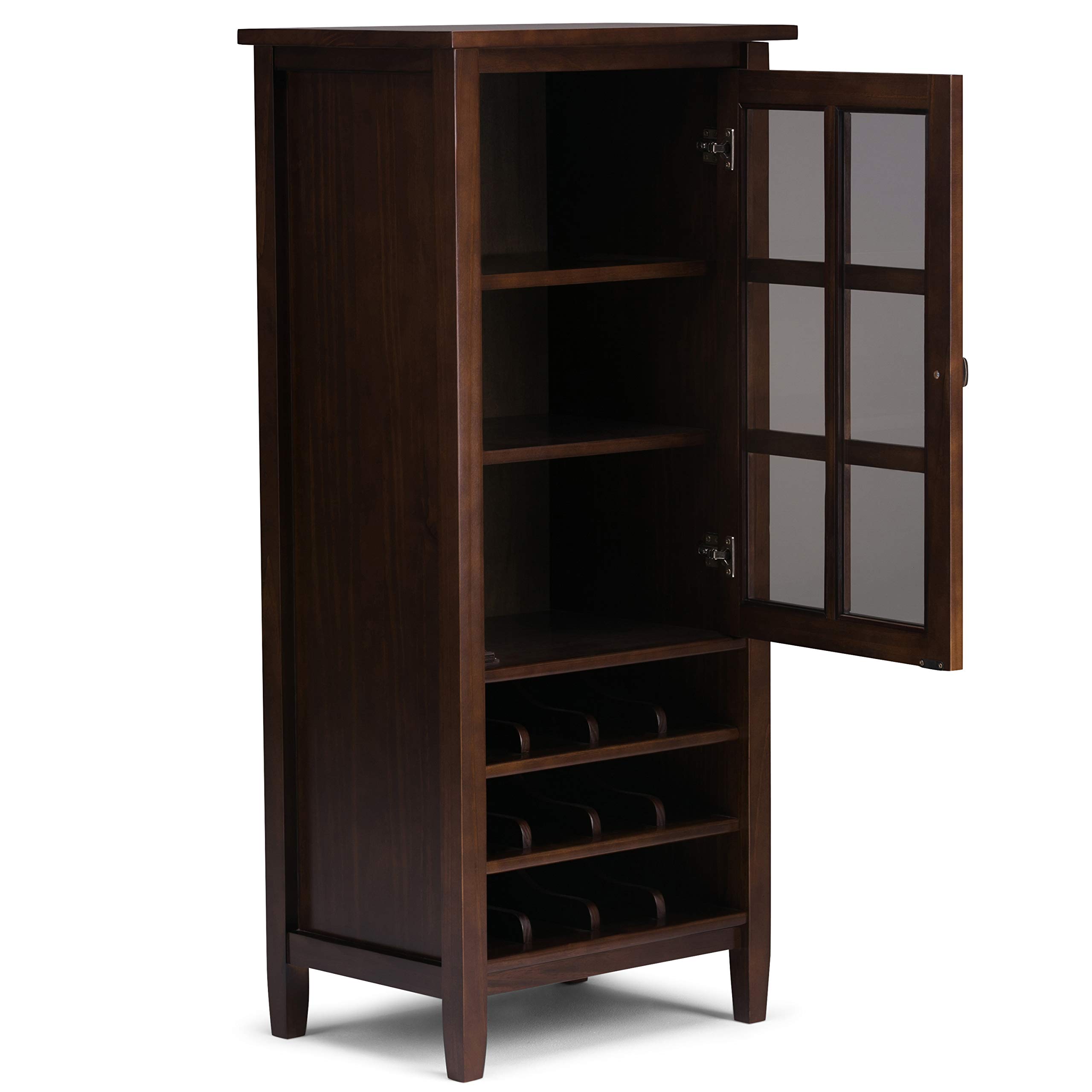 SIMPLIHOME 23 Inch Solid Wood Transitional Wine Rack - High Capacity Storage in Warm Tobacco Brown | Perfect for Living Room, Dining Room & Kitchen Decor | Ideal for Wine Bottle Organization & Stylish Home Display