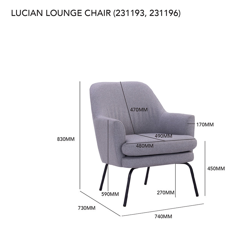 Lucian Modern Lounge Chair - Blue Accent Chair for Living Room, Bedroom & Office - Comfortable Upholstered Armchair with Soft Cushions for Relaxing & Reading
