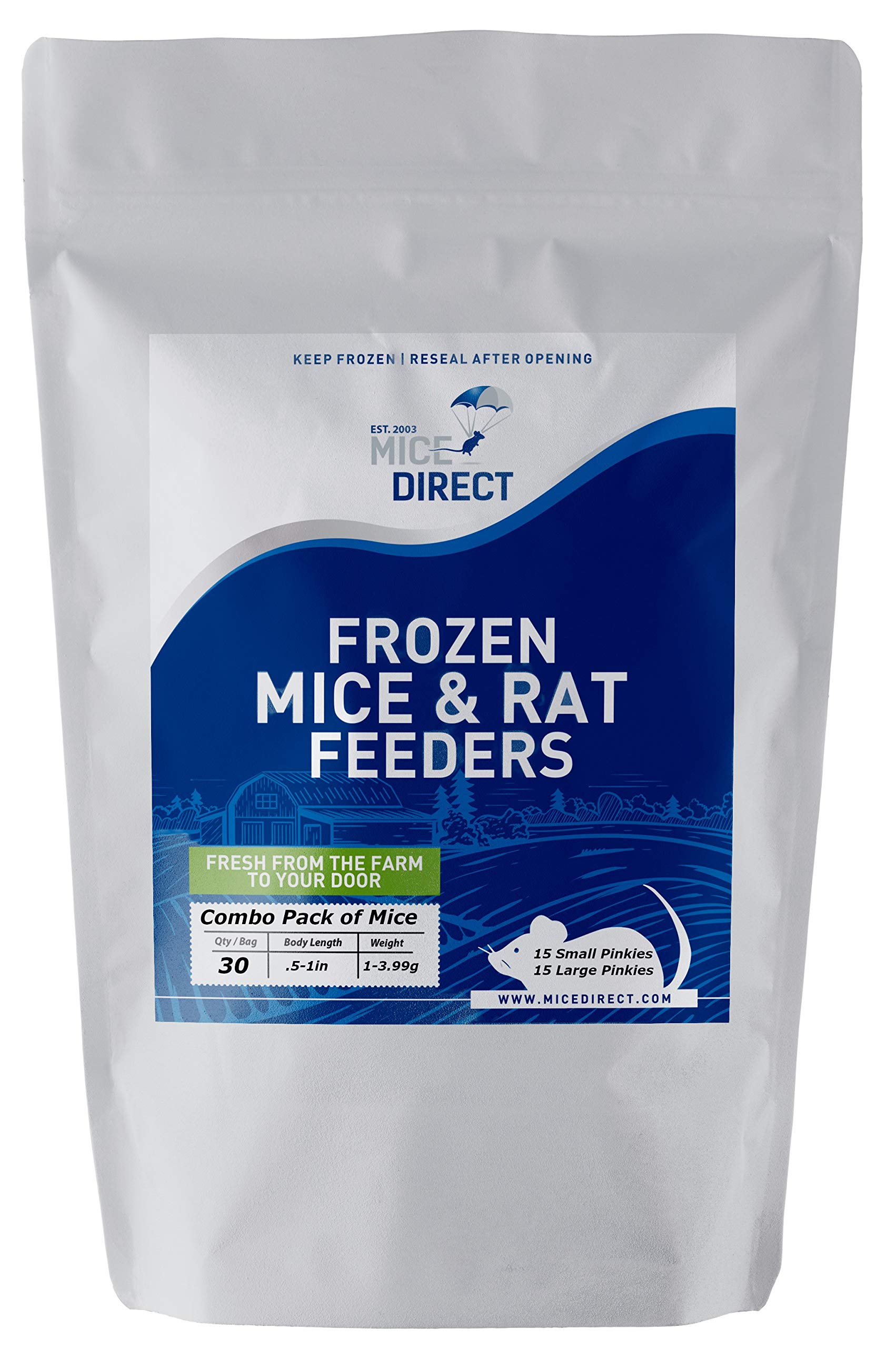 Frozen Mice Combo Pack - 15 Small Pinkies & 15 Pinkies Feeder Mice (40oz, Pack of 30) - Premium Reptile Food for Corn Snakes, Ball Pythons & Lizards - Perfect for Feeding Pet Snakes & Exotic Reptiles at Home or Zoo