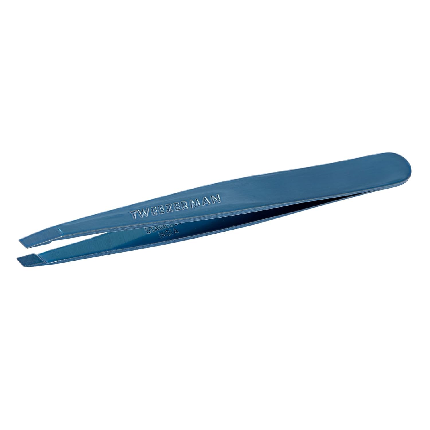 Tweezerman Slant Tweezer - Bell Bottom Blue | Precision Eyebrow & Facial Hair Tweezers | Perfect for Grooming, Makeup & Travel
