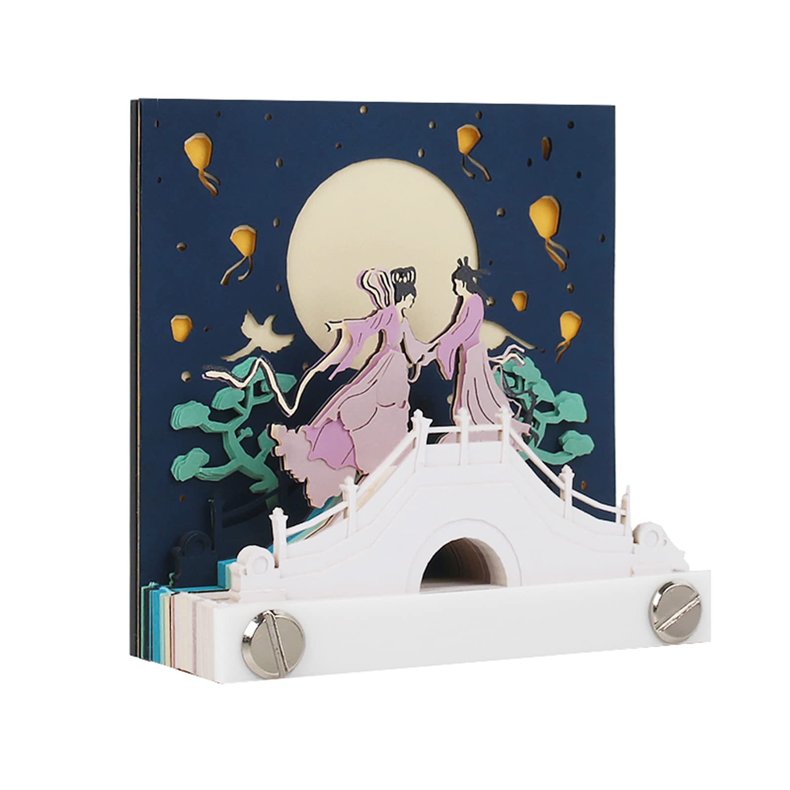3D Sticky Notes - Kawaii Cute Memo Pad with Holder, Purple Lovers Meet Again Design - Perfect for Office, School, Home & Gift Giving
