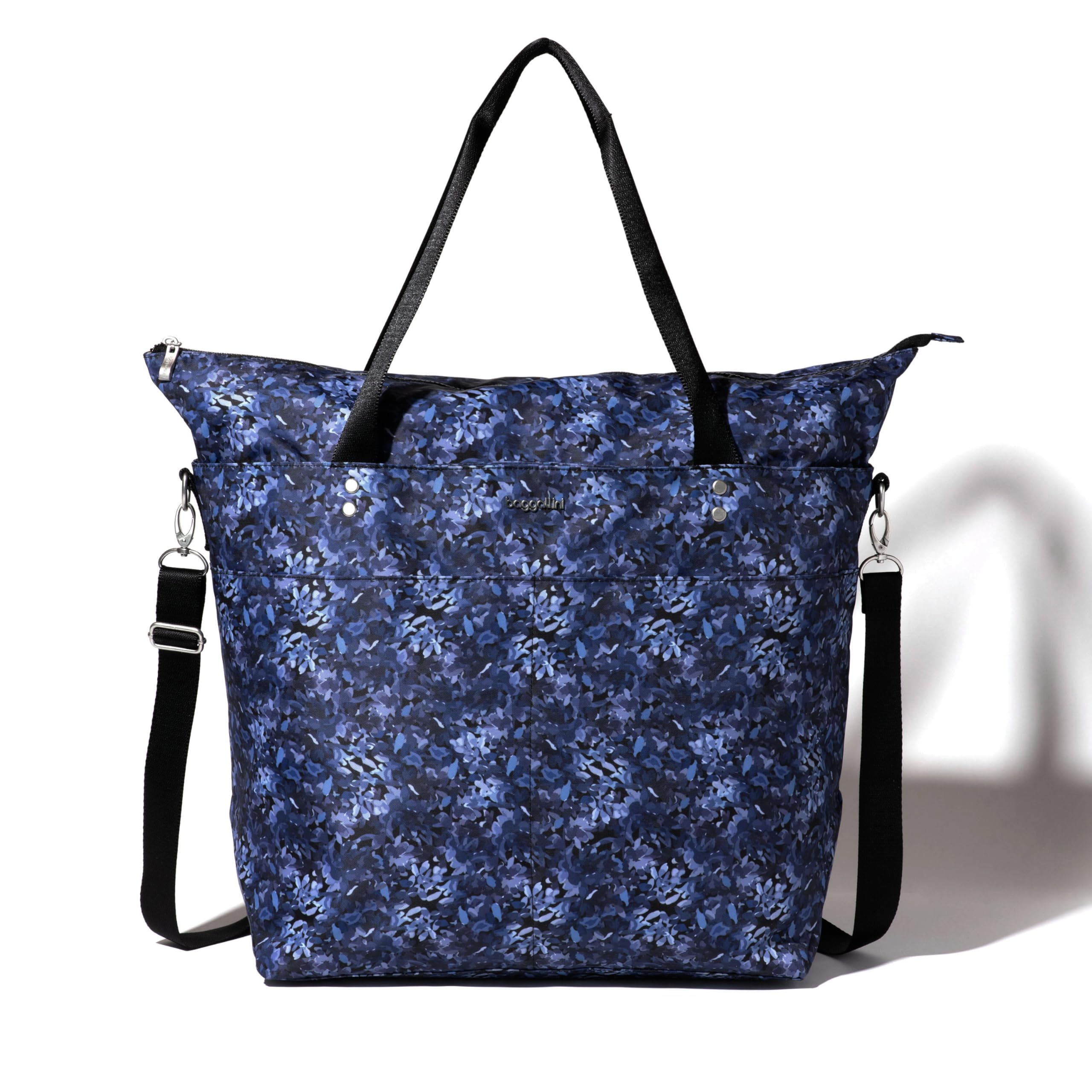 Large Lightweight Nylon Tote Bag for Women - Spacious Carryall Weekender with Zipper Top & Luggage Sleeve - Perfect for Travel, Beach, Work and Gym Use