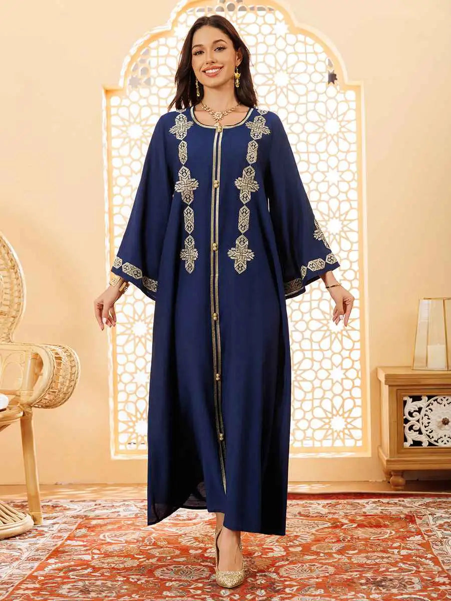 Elegant Eid Caftan Dress for Women - Traditional Middle Eastern Kaftan with Embroidery - Perfect for Eid Celebrations, Weddings & Special Occasions