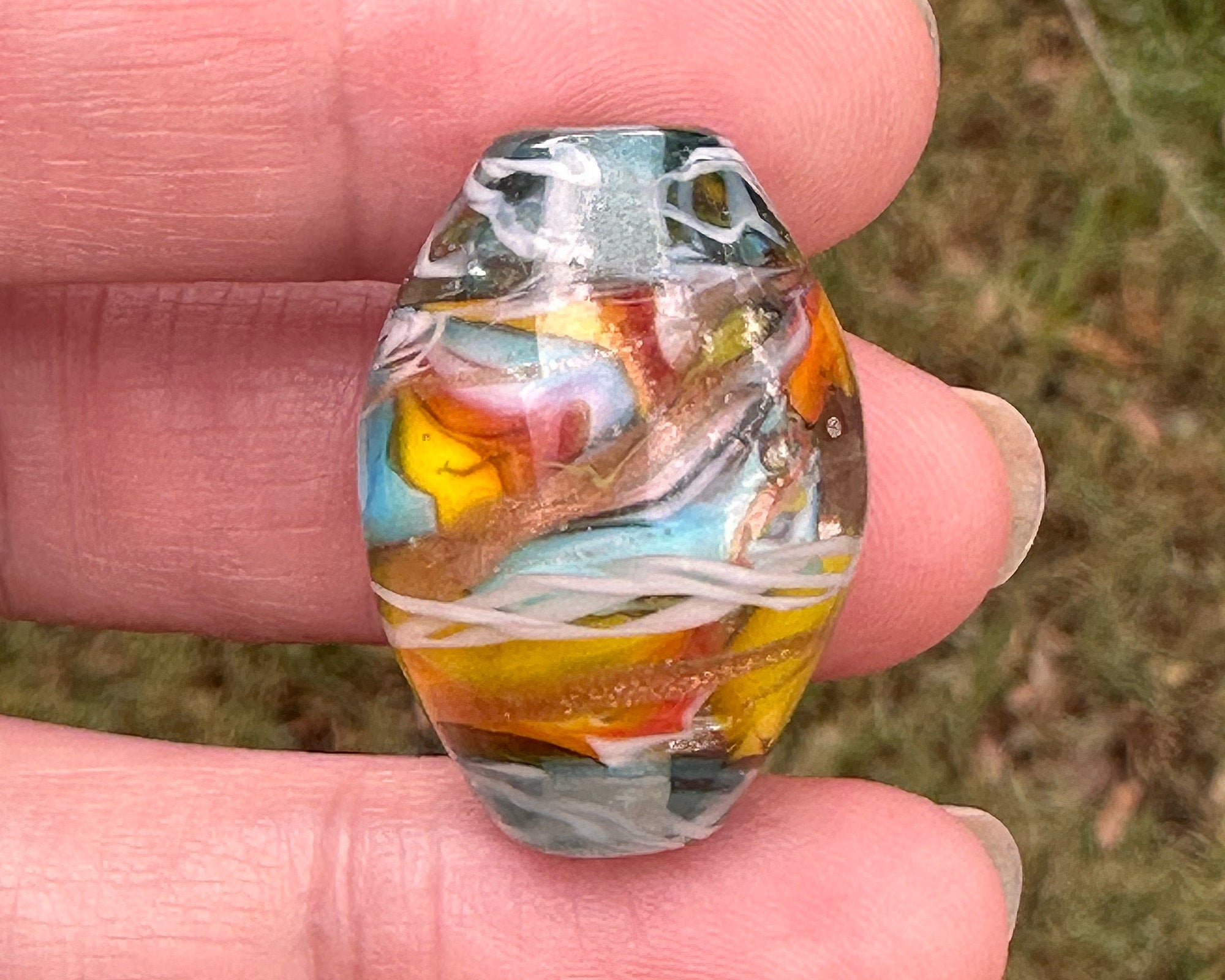 Handmade Sunset Rainbow Lampwork Glass Focal Bead for Jewelry Making - Perfect for Necklaces, Bracelets & DIY Craft Projects