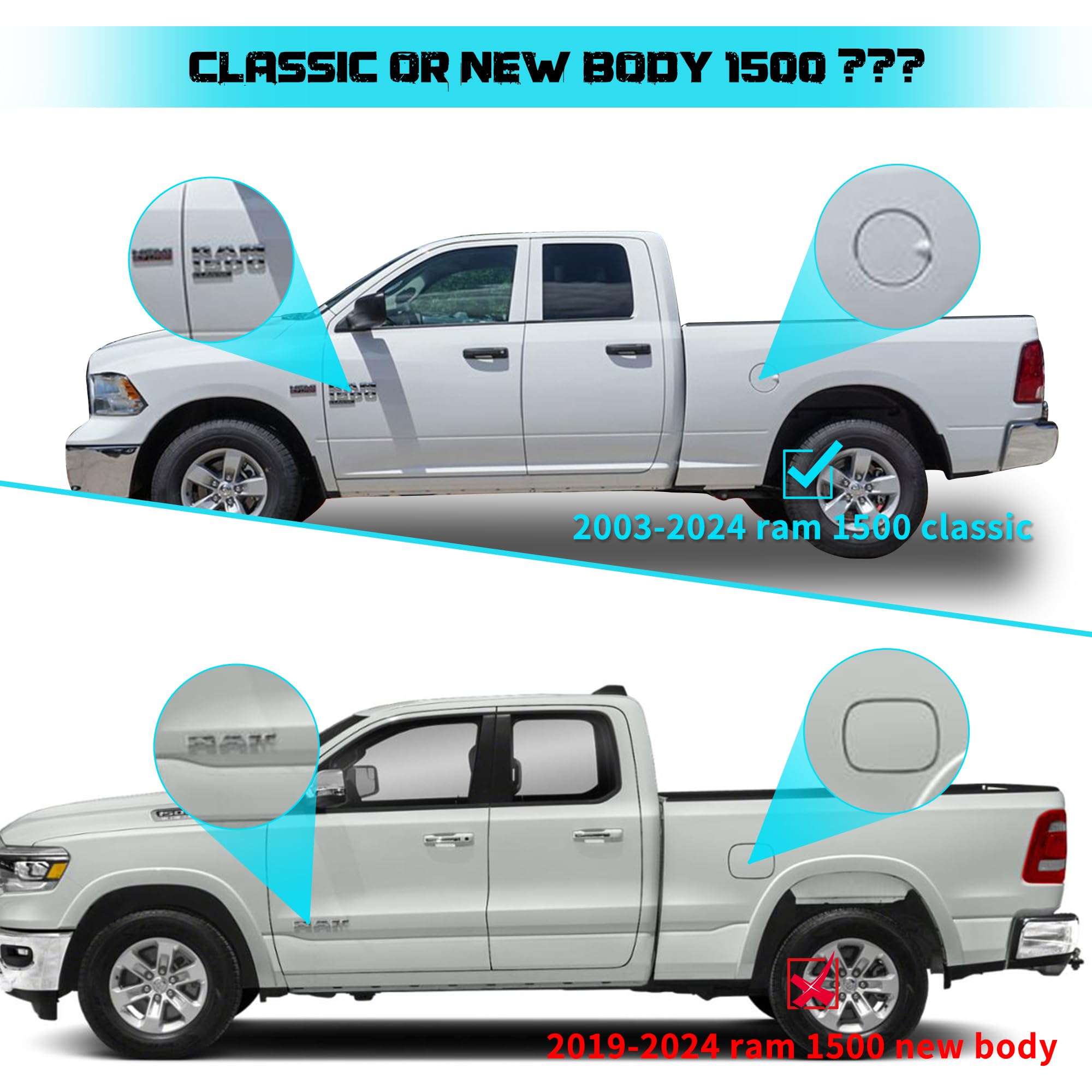 Dodge Ram 1500/2500/3500 Truck Bed Tonneau Cover - Soft Roll Up Style for 6.4 ft Standard Box (2002-2024 Models, Excludes 2019-2024 1500 New Body & Rambox) | Weatherproof Protection for Cargo & Outdoor Gear