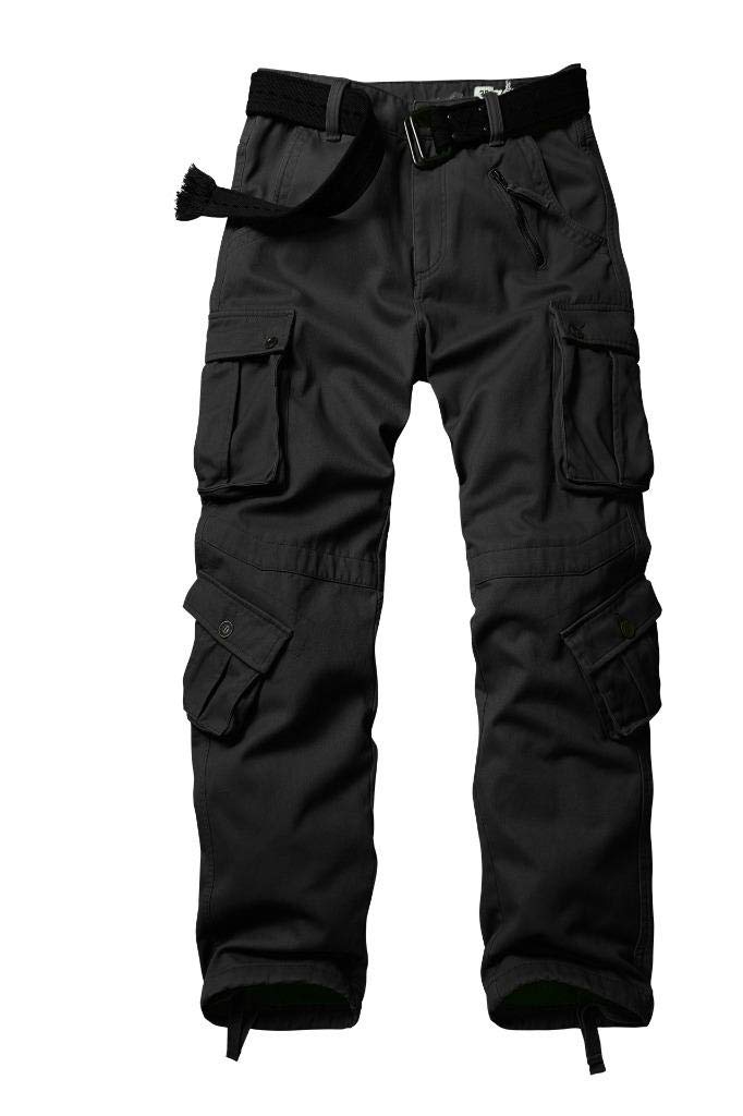 AKARMY Men's Fleece Lined Hiking Pants - Waterproof Outdoor Cargo Pants for Hiking, Skiing & Work with 8 Pockets - Warm Winter Tactical Pants for Camping & Snow Activities
