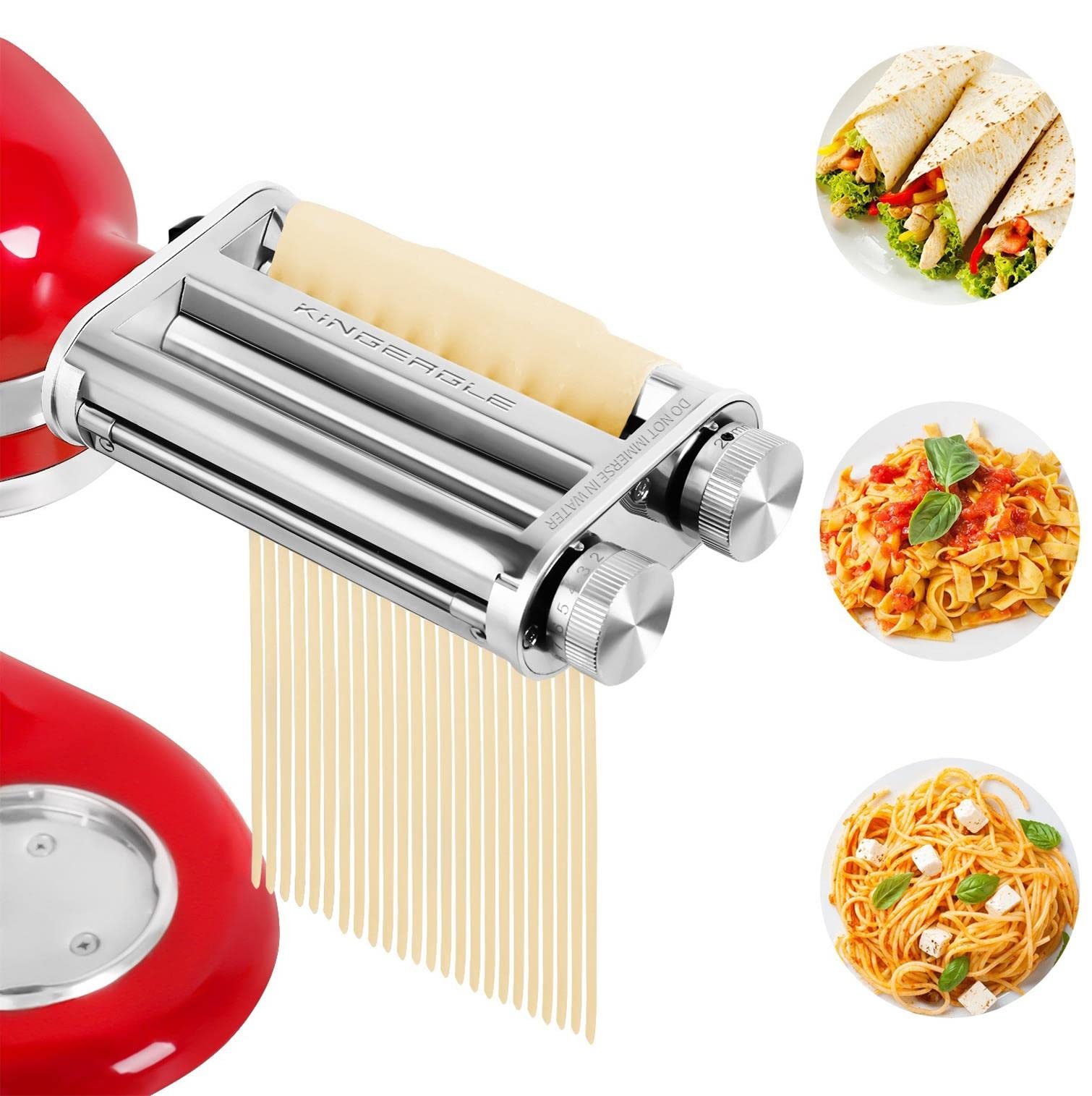 KitchenAid Pasta Roller & Cutter Attachment Set - 3-in-1 Dough Sheet Roller with Spaghetti & Fettuccine Cutters for Stand Mixers | Perfect for Homemade Pasta, Italian Cuisine & Family Cooking
