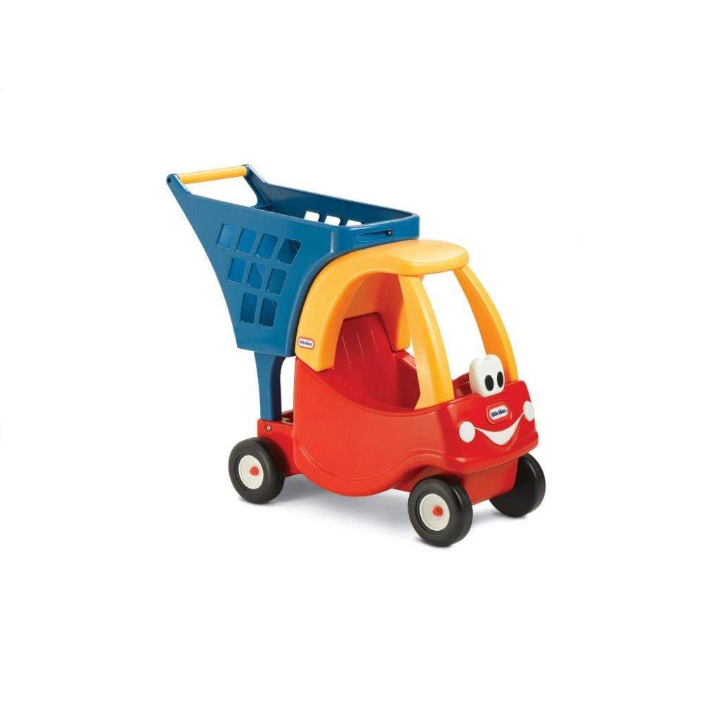 Little Tikes Cozy Shopping Cart for Kids - Red & Yellow Toy Grocery Cart with Handle, Wheels & Storage Basket | Pretend Play, Indoor & Outdoor Toddler Activity, Role Play Toy for Preschoolers