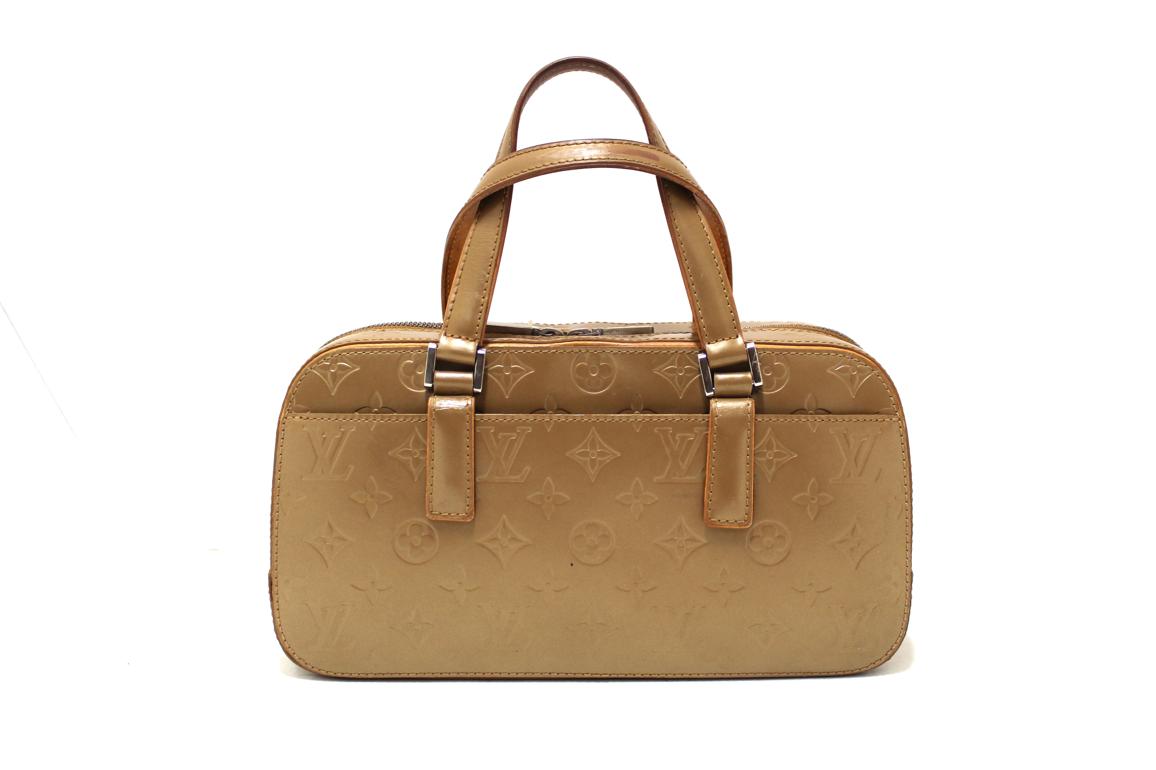 Authentic Louis Vuitton Gold Matte Monogram Vernis Shelton Handbag - Luxury Designer Shoulder Bag for Women, Perfect for Parties, Weddings & Special Occasions