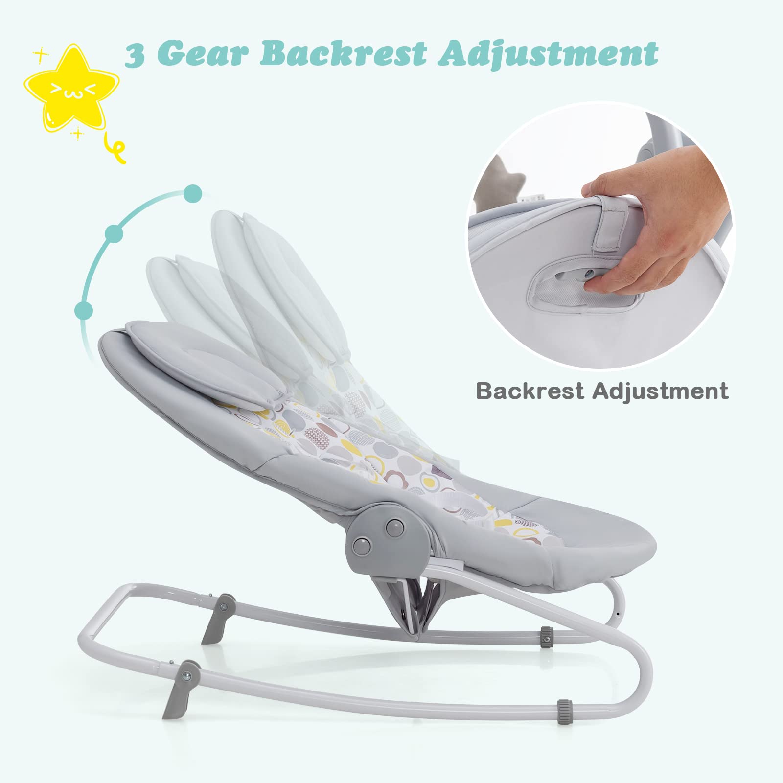 INFANS 2-in-1 Baby Swing and Bouncer for Newborns 0-6 Months - Portable Infant Rocker with 5 Speed Settings, Soothing Music, Timer, 3 Hanging Toys & Remote Control - Easy Fold Compact Electric Swing for Boys & Girls - Perfect for Nursery, Living Room & Travel