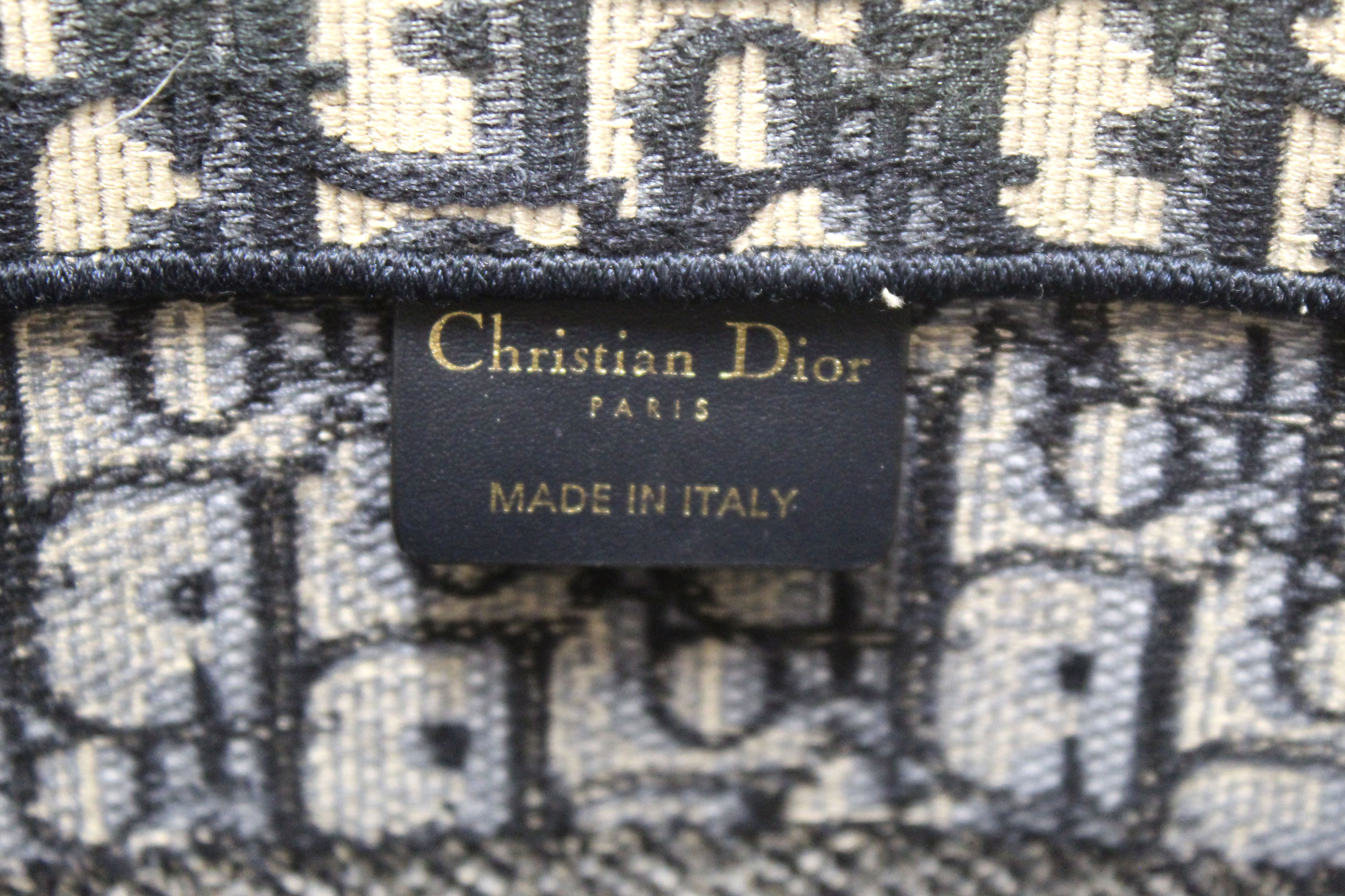 Authentic Christian Dior Ecru & Blue Dior Oblique Embroidery Medium Book Tote Bag - Luxury Designer Handbag for Women, Perfect for Travel, Work & Everyday Use