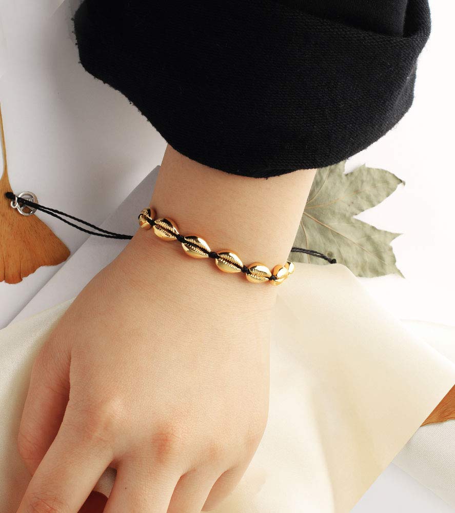 Handmade Gold Sea Shell Bracelet with Boho Cowry Beads - Stylish Women's Beach Jewelry for Summer Vacations & Boho Fashion Accessories