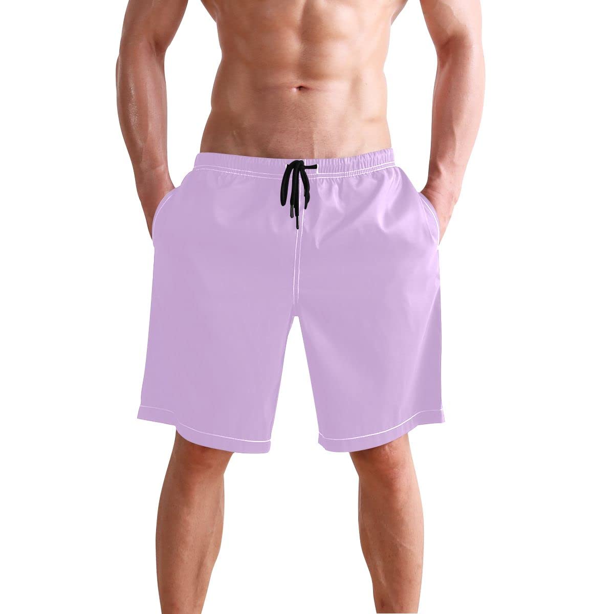 **Men's Quick Dry Lavender Swim Trunks - XL Board Shorts with Pockets for Beach, Pool & Surfing | Comfortable & Stylish Swimwear**