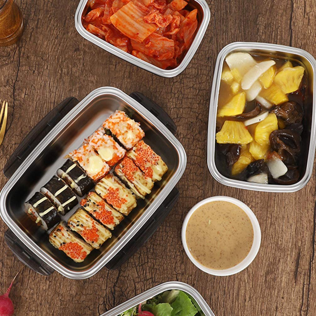 Premium Hemoton Stainless Steel Food Storage Containers with Airtight Lids - 3-Piece Set for Fresh Food Preservation | BPA-Free Japanese Style Fridge Organizer for Meal Prep, Leftovers & Lunch Boxes