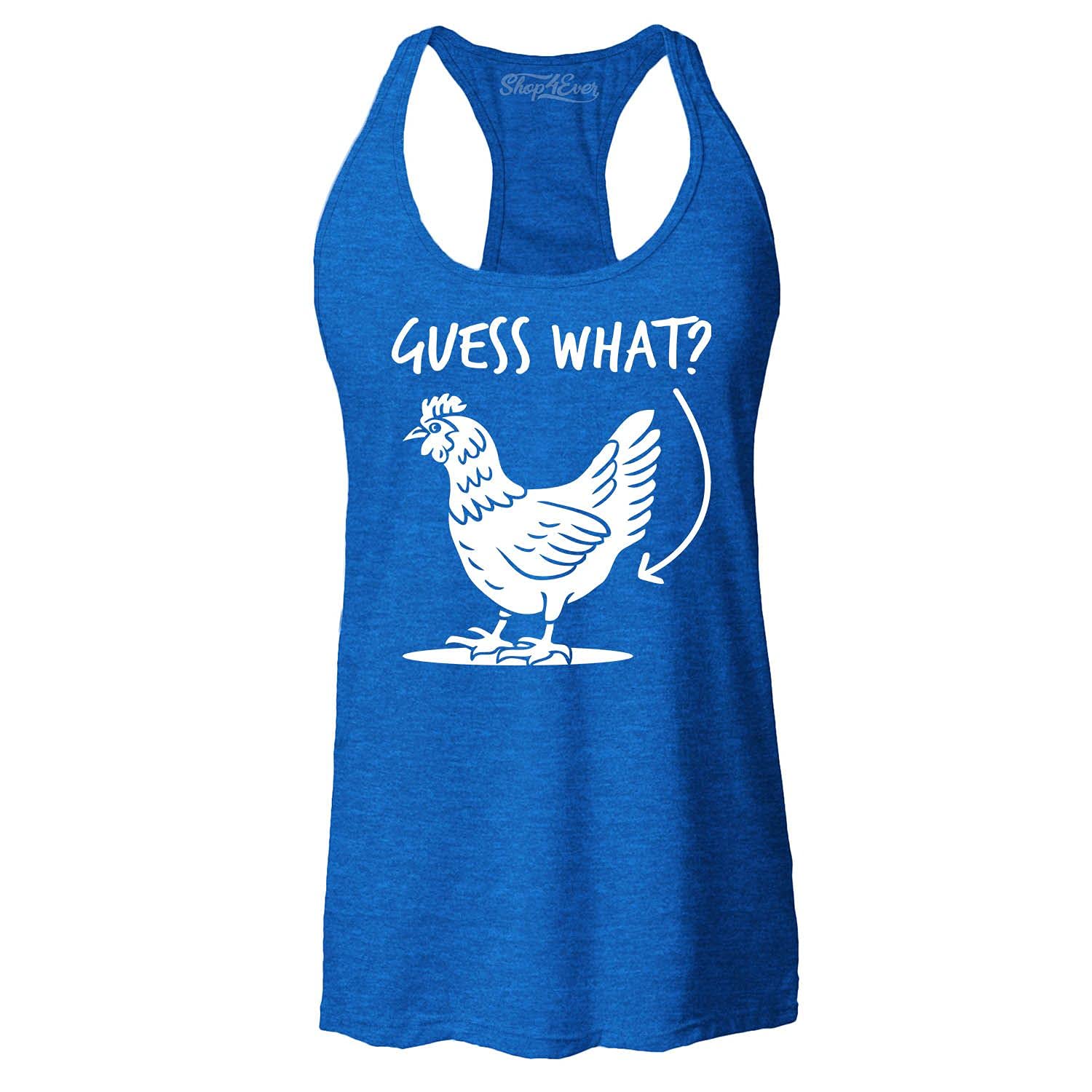 Guess What? Chicken Butt Women's Racerback Tank Top - Slim Fit Workout & Casual Wear for Gym, Running, Yoga & Summer Outfits