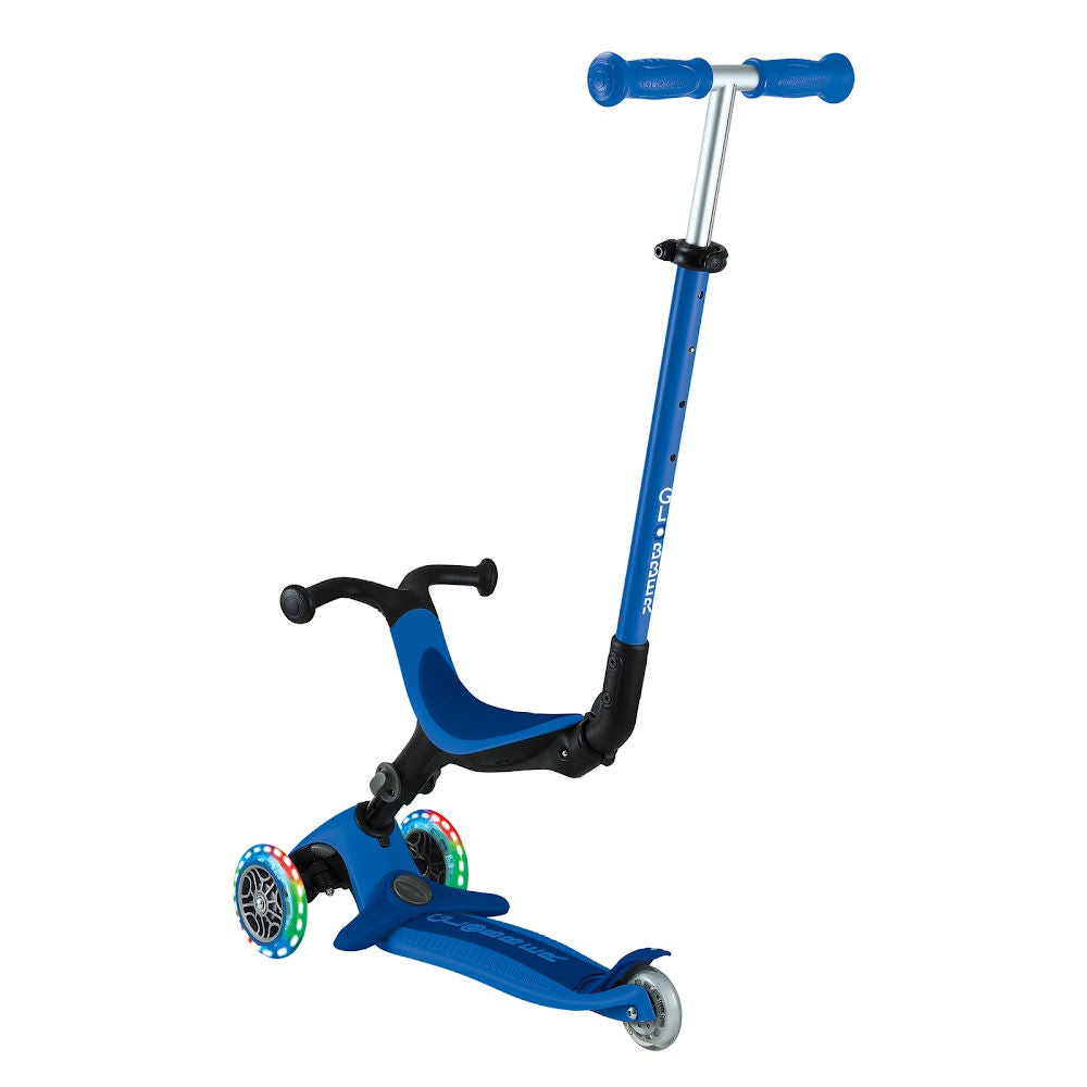 Globber Go Up Active Lights Foldable Scooter for Kids - LED Light Up Wheels, Adjustable Handlebar, Portable Kick Scooter for Boys & Girls - Perfect for Commuting, School, Park & Outdoor Fun