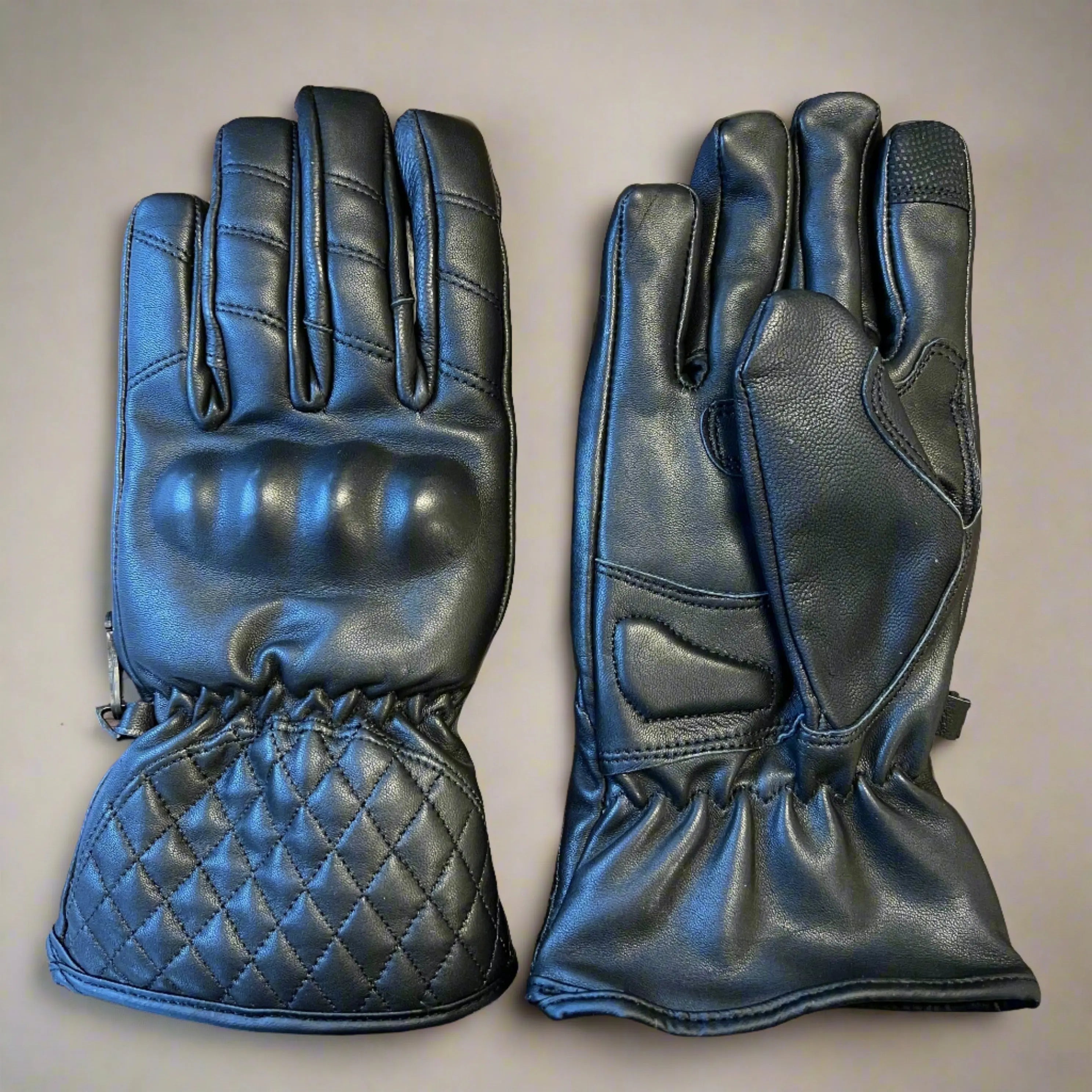 Premium Hard Knuckle Leather Motorcycle Gloves for Men - Durable Riding Protection - Ideal for Cruiser, Touring & Street Biking