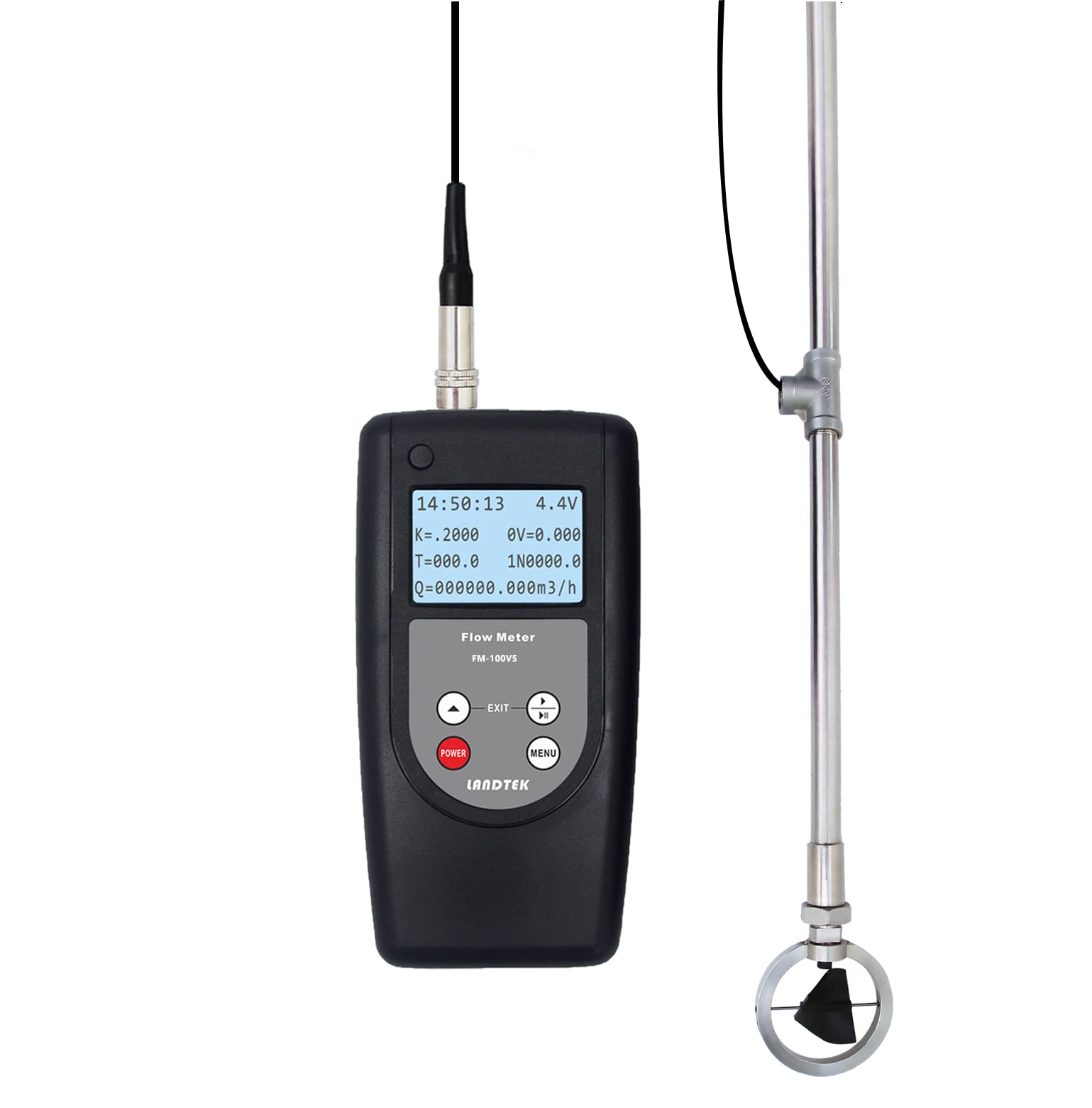 FM-100V5 Digital Water Flow Meter - Open Channel Flow Velocity Sensor with 0.01-5.00 m/s Measurement Range | Accurate Water Flow Rate Monitoring for Irrigation, Hydrological Studies & Industrial Applications