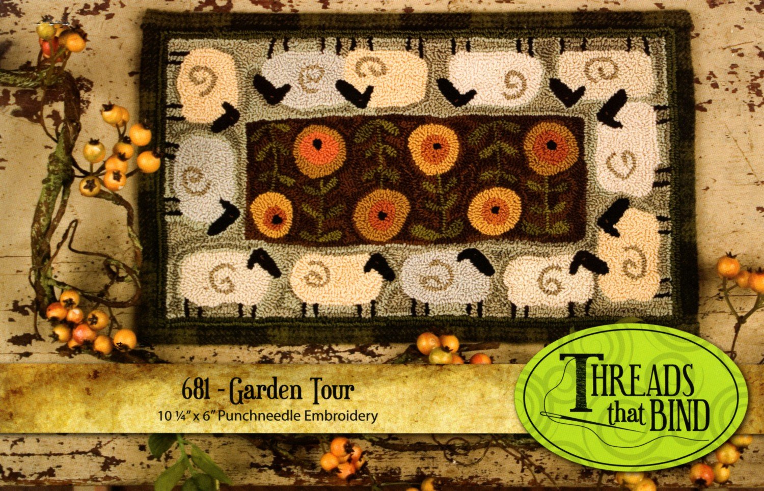 Garden Tour 681 Punch Needle Pattern Threads That Bind Sheep Punchneedle Kit for Home Decor and DIY Craft Projects