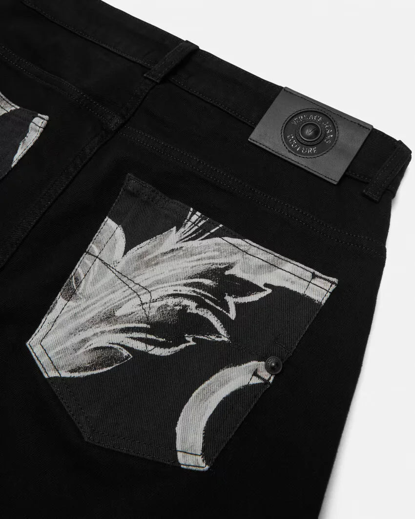 Versace Jeans Couture Outline Barocco Slim Fit Jeans for Men - Stylish Designer Denim Pants for Casual Wear & Night Out