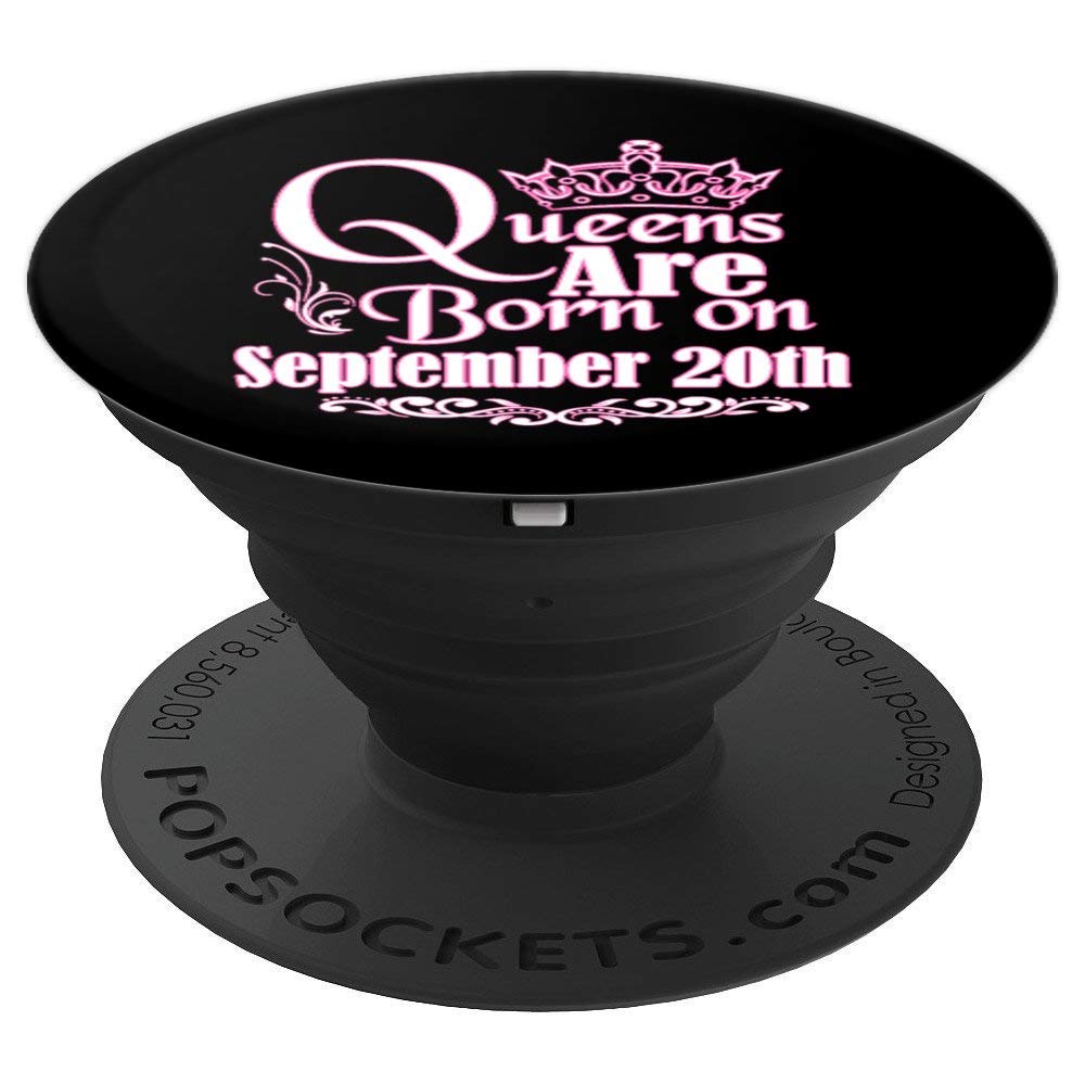 September 20th Birthday Gift for Virgo Libra Women - Queens Are Born PopSockets Grip and Stand for Phones and Tablets - Perfect for Home, Office, and Travel