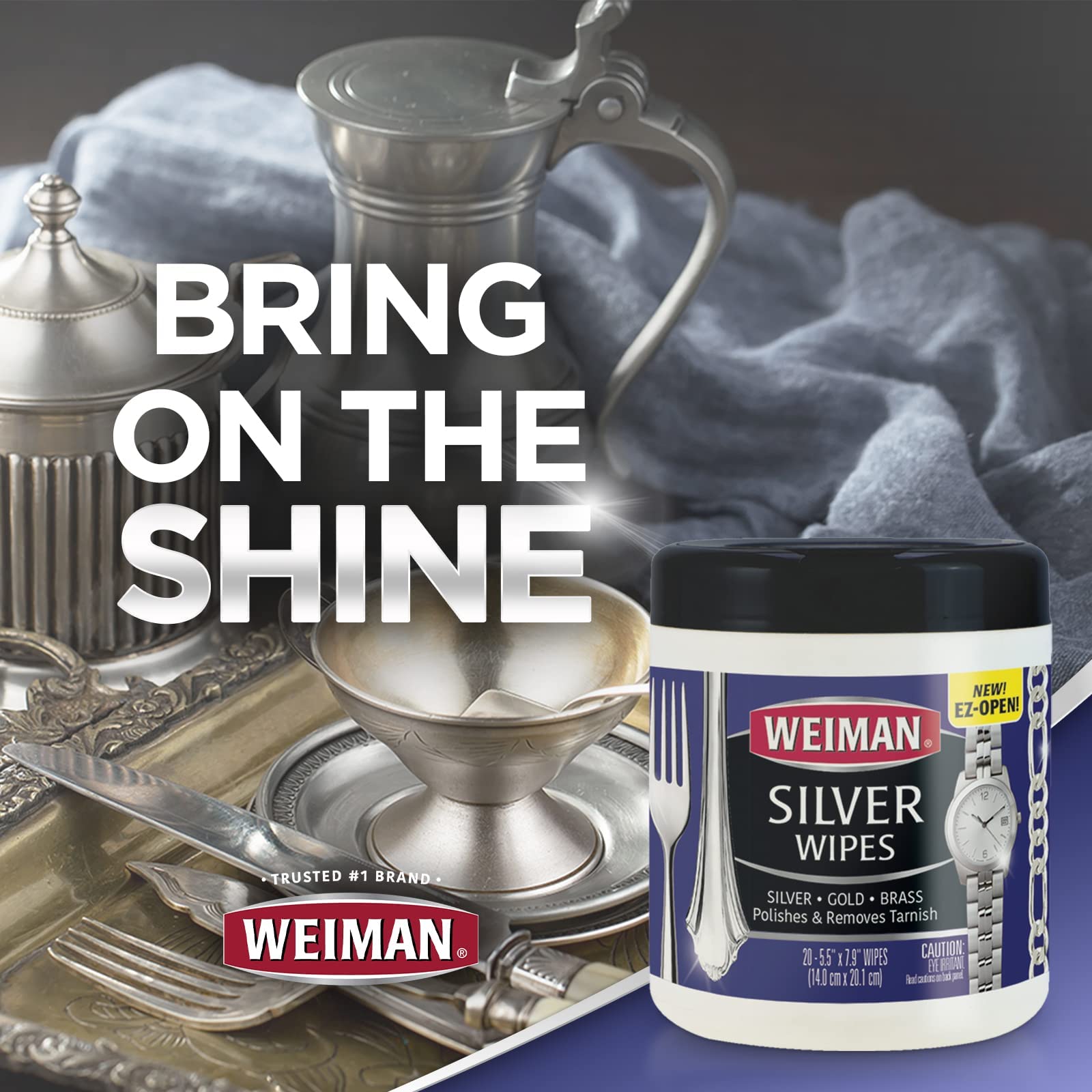 Weiman Jewelry Polish Cleaner & Tarnish Remover Wipes (20 Count) - Safe for Silver, Gold, Brass, Copper & Aluminum Jewelry - Perfect for Cleaning Antiques, Rings, Necklaces & Bracelets